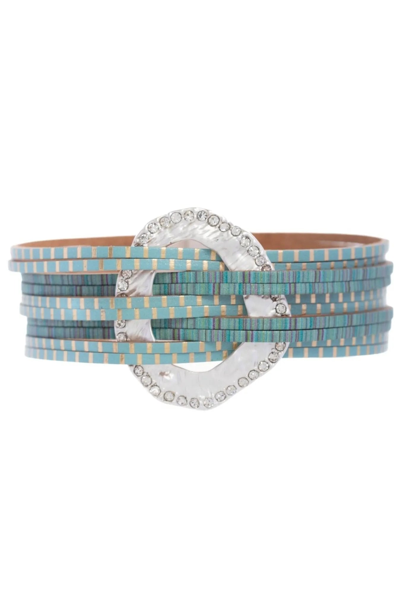 Vegan Leather Crystal Disk Bracelet for Women - Elegant Boho Chic Jewelry for Casual & Party Wear - Perfect Gift for Her