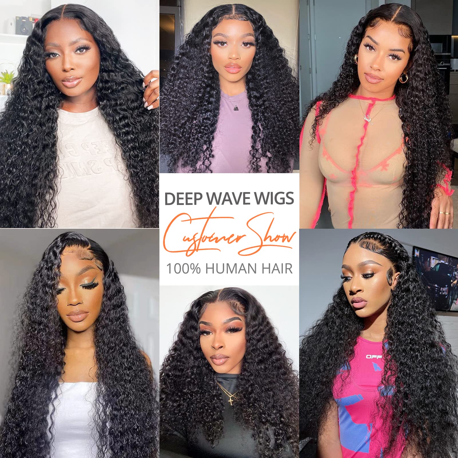 13x4 HD Transparent Lace Front Wigs for Black Women - 180% Density Deep Wave Human Hair Wigs with Baby Hair | Glueless Pre-Plucked 20 Inch Curly Wigs for Daily Wear & Special Occasions
