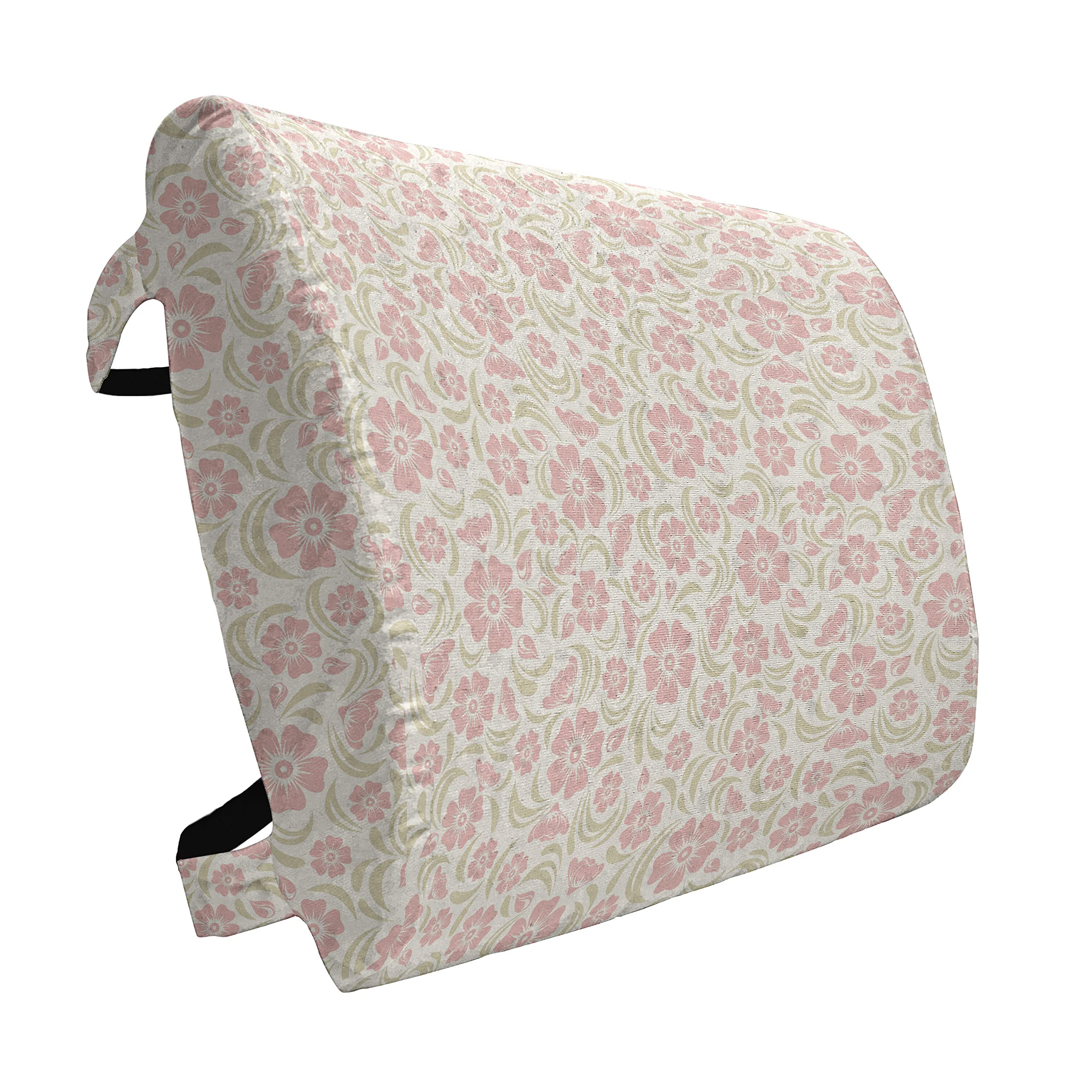 Ambesonne Floral Lumbar Support Pillow - Vintage Retro Floral Pattern with Roses & Briar Shrubs, High Density Foam for Office Chair & Car Seat (14