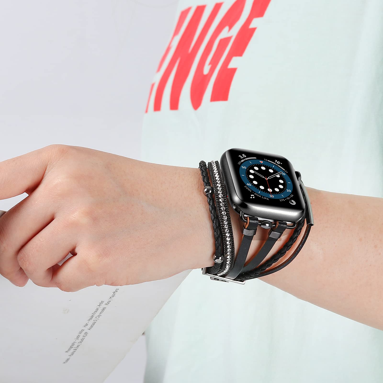 WONMILLE Genuine Leather Bands for Apple Watch 41mm 40mm 38mm 45mm 44mm 42mm 49mm - Boho Bracelet Strap Compatible with iWatch Series Ultra/10/9/8/7/6/5/4/3/2/1/SE - Stylish Multilayer Wrap Design for Women | Perfect for Work, Gym & Everyday Fashion Accessory