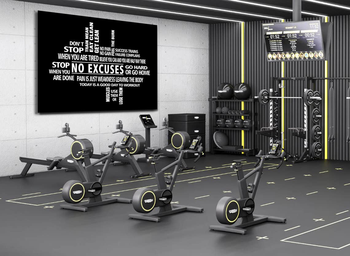 No Excuses Gym Wall Art - Motivational Framed Canvas Print for Home Gym Decor & Fitness Studio Sign - Perfect for Workout Rooms & Personal Training Spaces