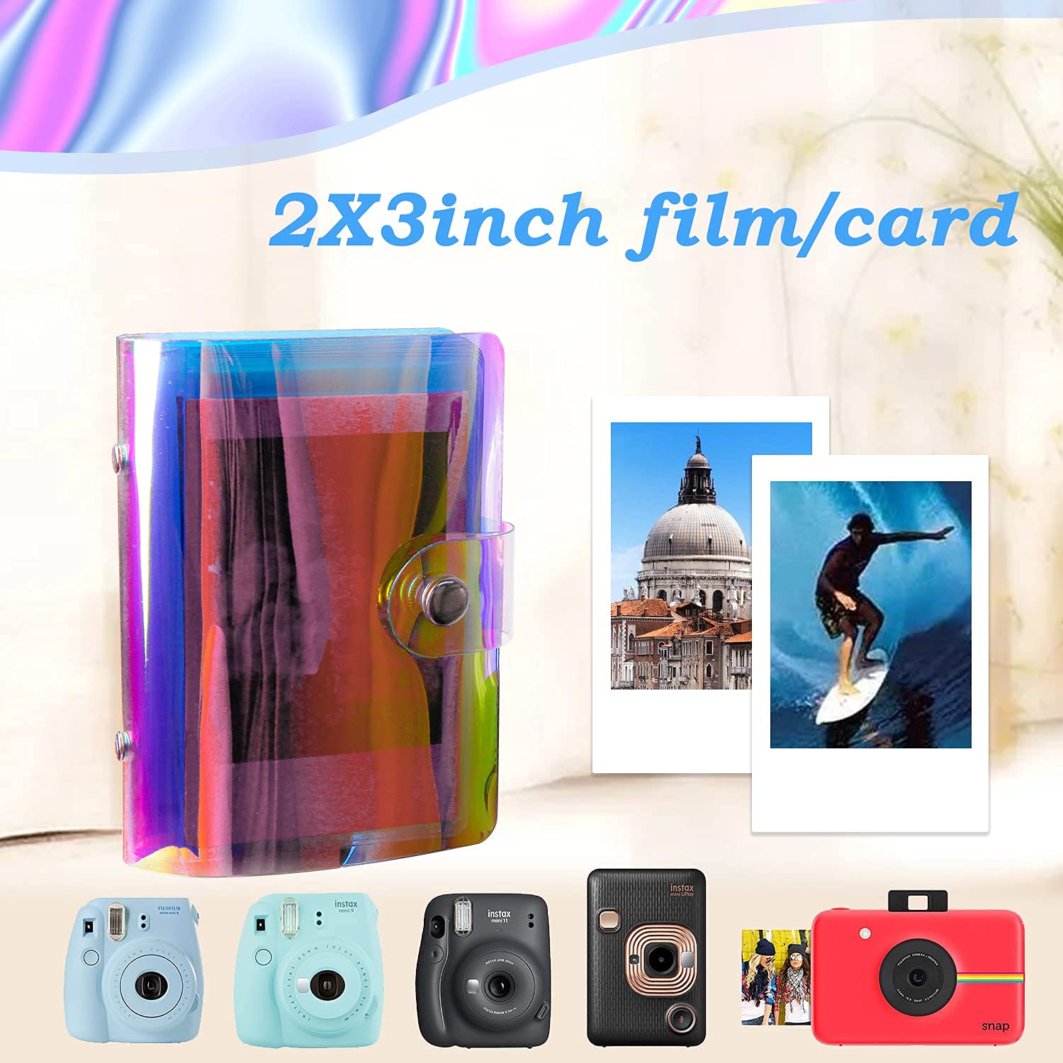 4-Pack 36-Pocket 2x3 Small Photo Album - Compatible with Fujifilm Instax Mini, Polaroid Snap, Z2300, SocialMatic Instant Cameras & ZIP Instant Printer - Perfect for Storing Travel Memories, Party Photos & Instant Prints