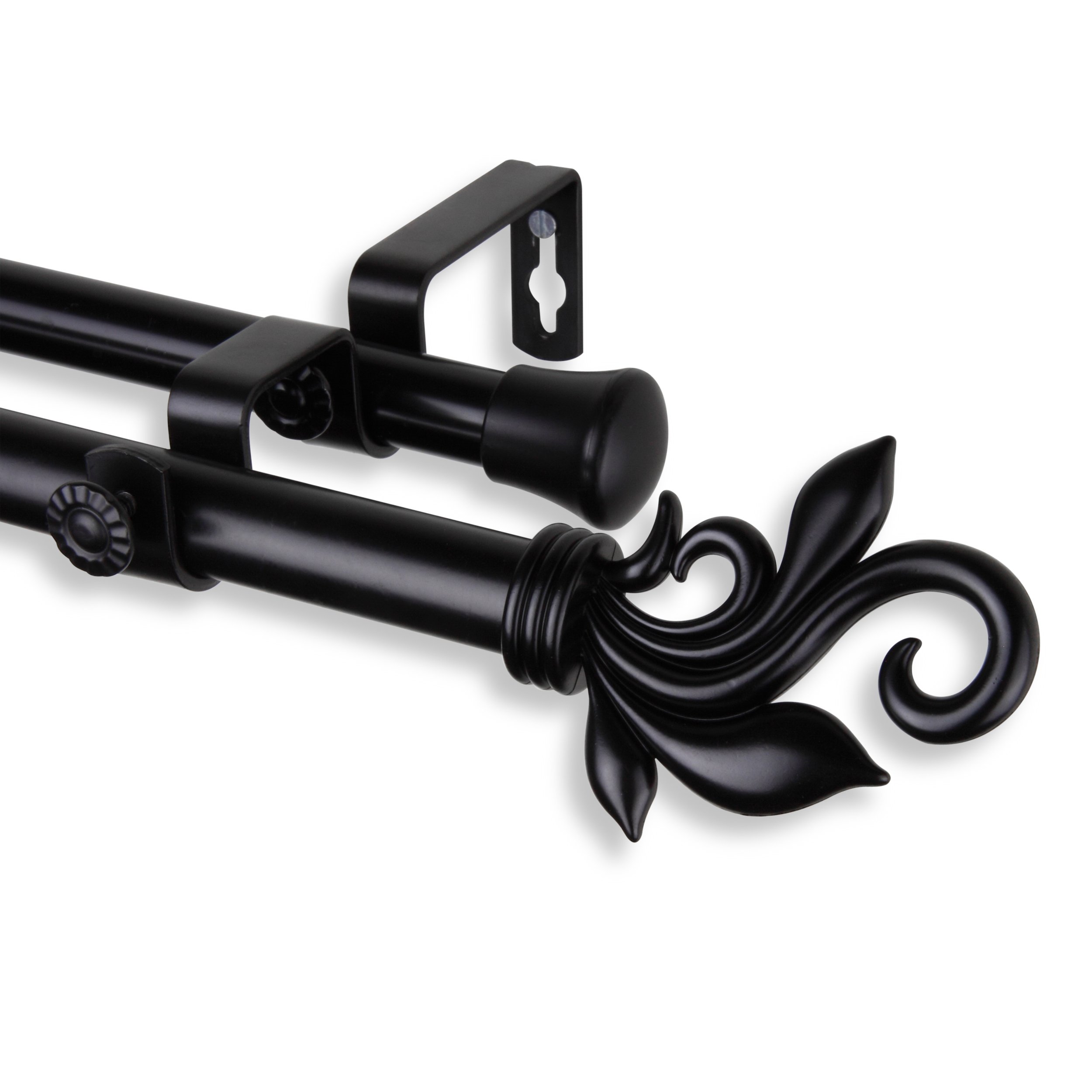 Quinn Double Curtain Rod 120-170 Inch Black | A&F Rod Decor | Heavy Duty Window Treatment for Living Room & Bedroom