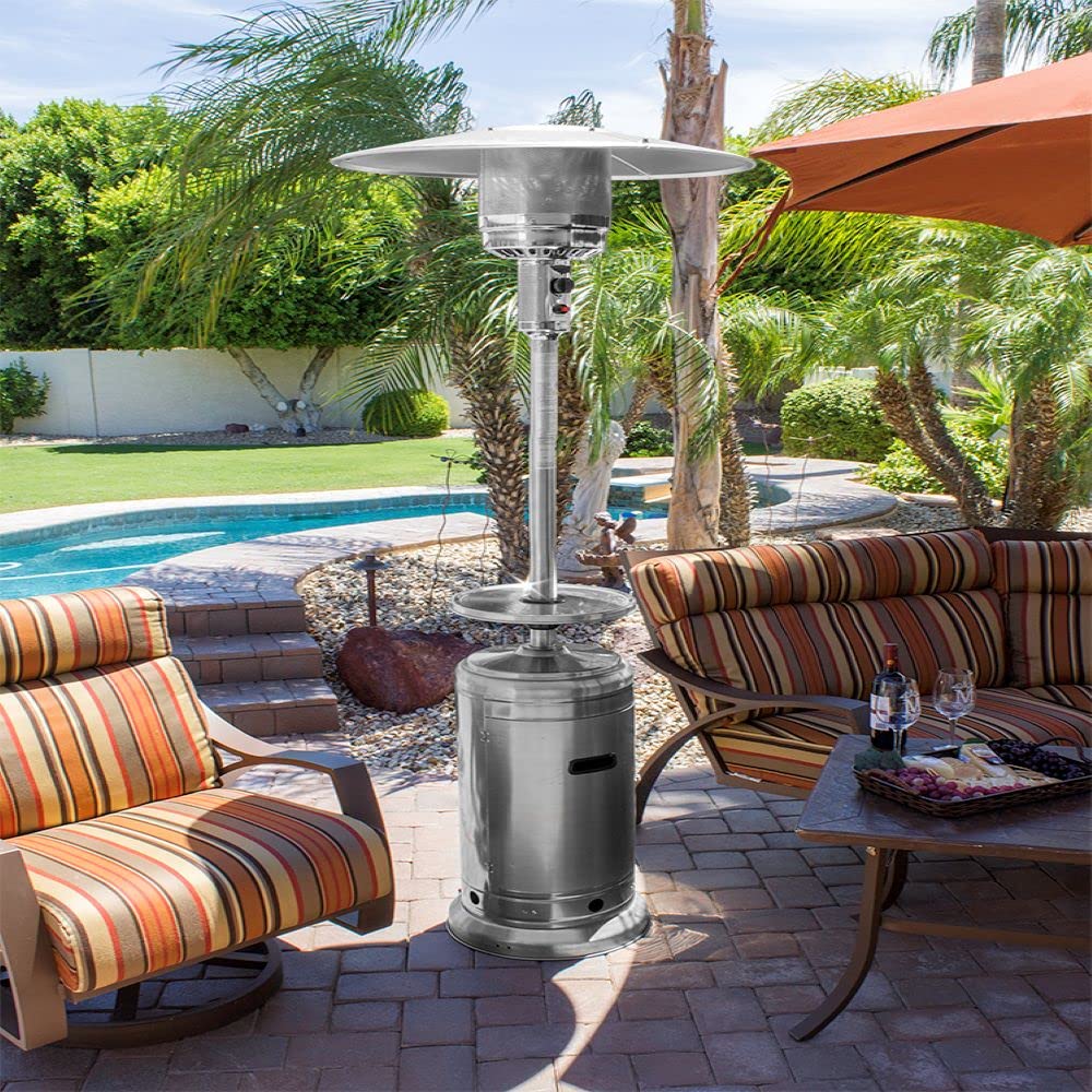 Hiland HLDS01-BST-CV Outdoor Patio Tall Steel Heater - Perfect for Backyard, Deck, and Garden Heating in Winter