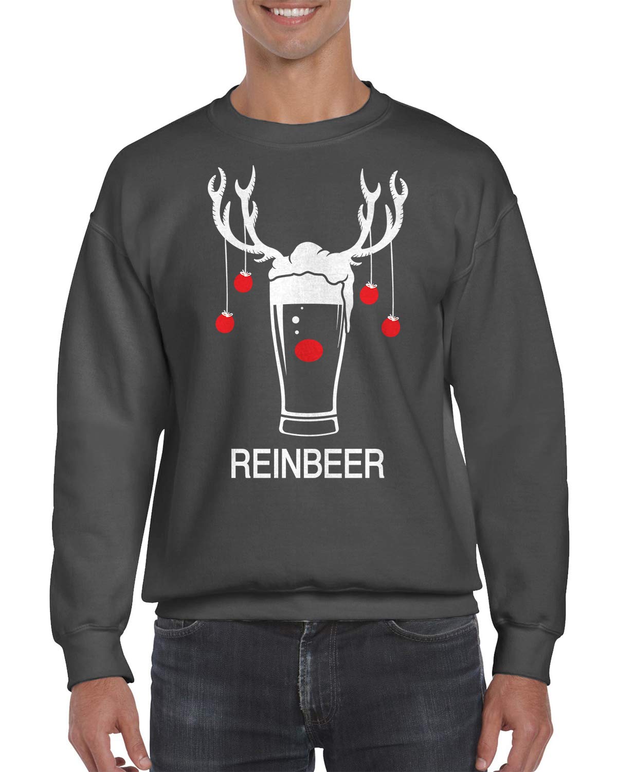 Reinbeer Christmas Beer Sweatshirt - Festive Holiday Pullover with Funny Reindeer Design - Perfect for Xmas Parties, Ugly Sweater Contests & Winter Gatherings