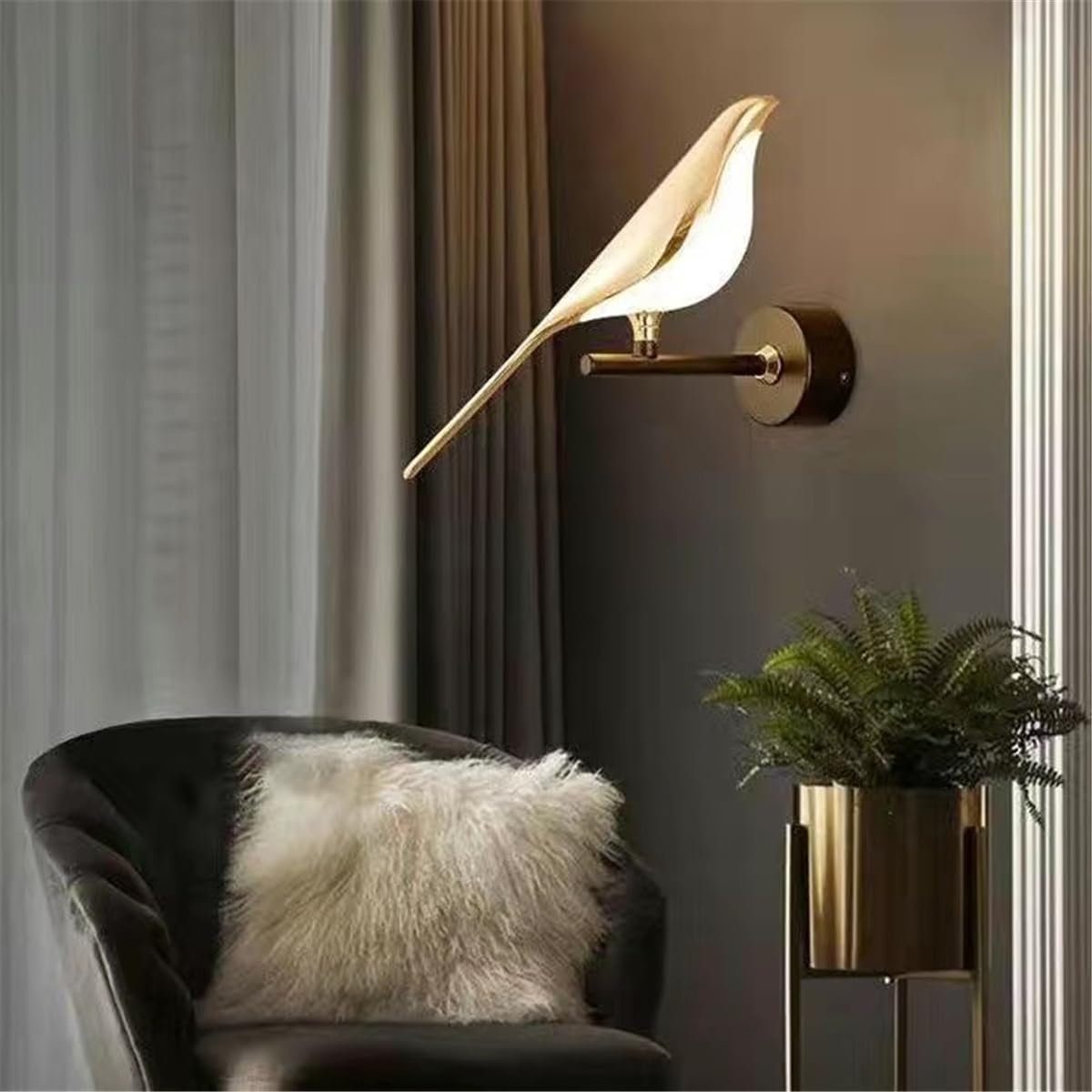 Winlams Magpie Wall Lamp - Modern Luxury LED Sconce for Living Room, TV Background & Bedside Lighting - Elegant Hotel-Style Red Bird Design (Single Warm Light, WD187) - Perfect for Bedrooms, Hallways & Cozy Reading Nooks
