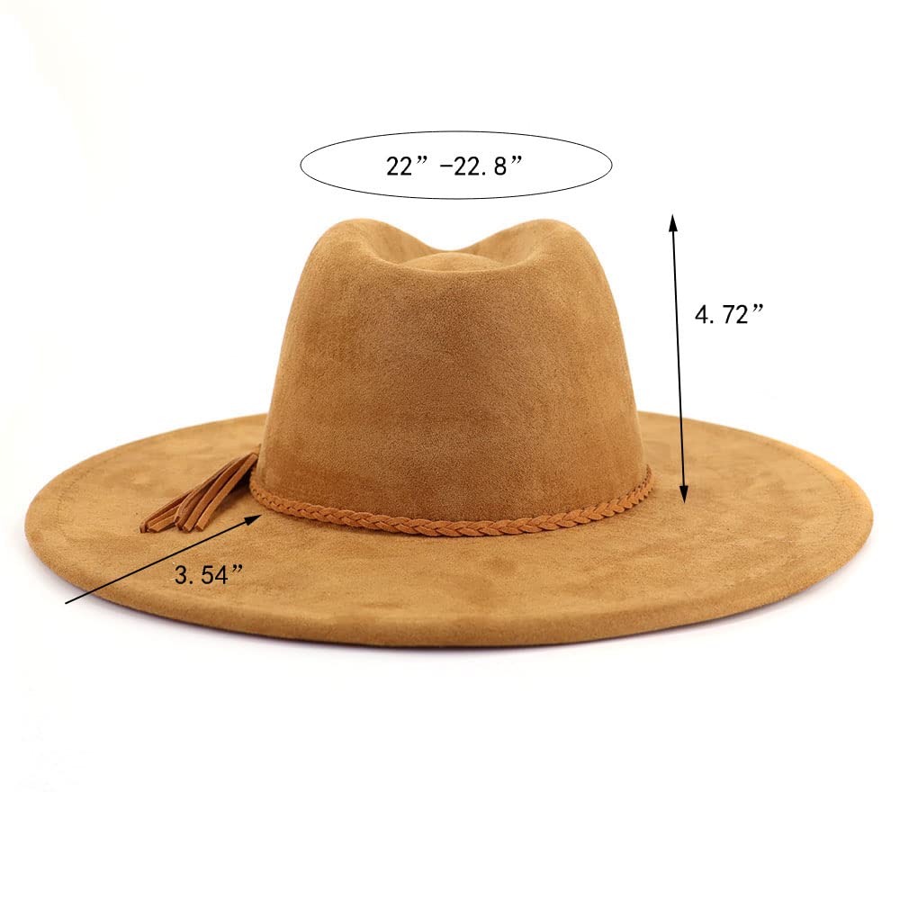 Stylish LIDHAY Wide Brim Fedora Hat for Women & Men - Western Suede Felt Panama Cowboy Hat - Perfect for Outdoor Activities, Beach Vacations, and Fashion Statements