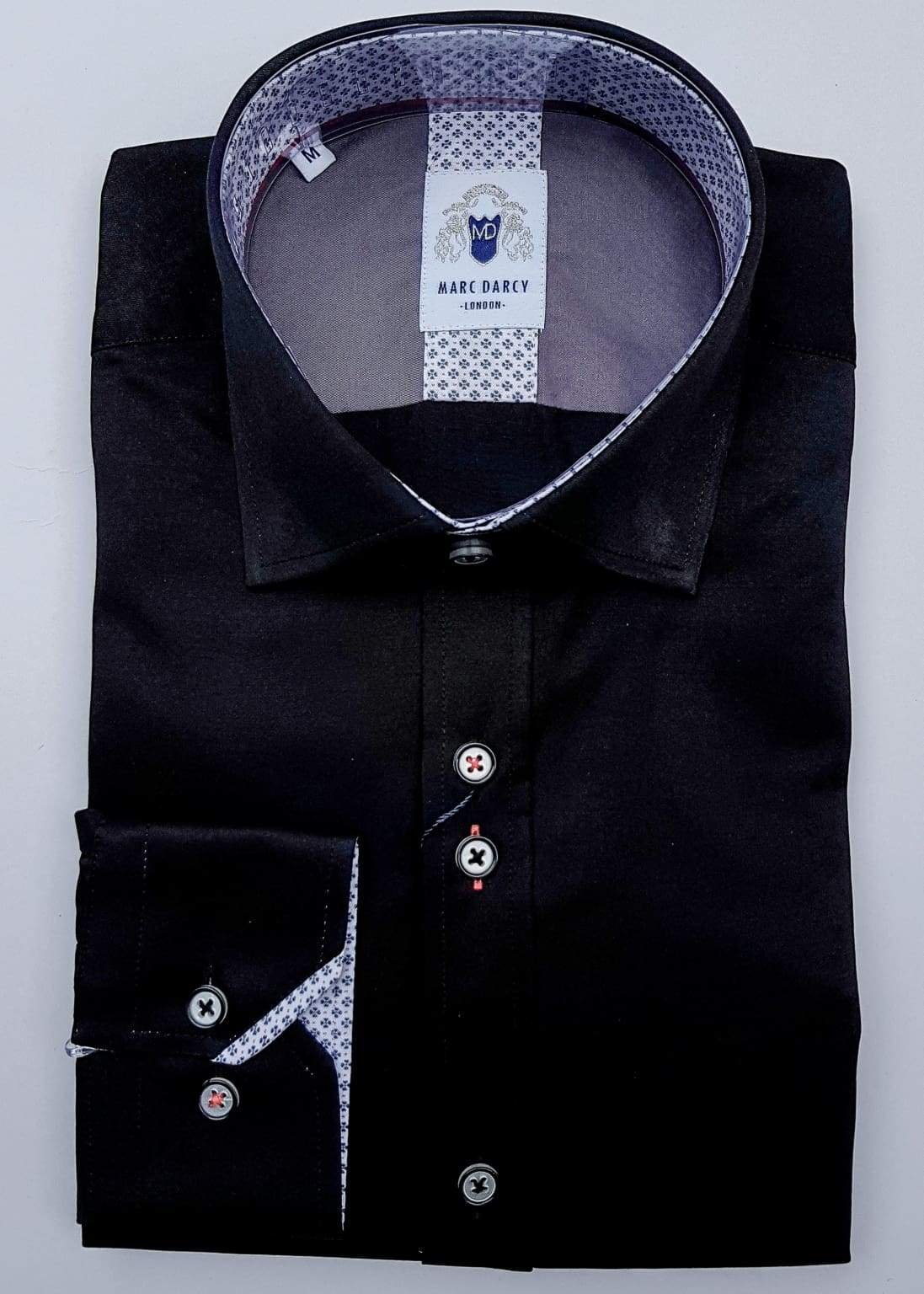 Marc Darcy Alfie Black Long Sleeve Button Down Shirt for Men - Stylish Office & Casual Wear - Perfect for Business Meetings, Dates & Everyday Outfits
