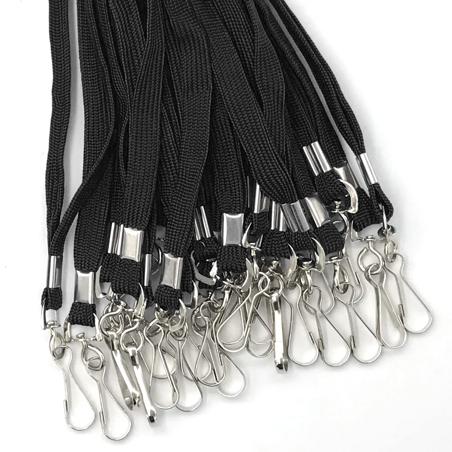 Beebel 100 Pack Black Lanyards with Swivel Hook - ID Badge Holders for Work & Events