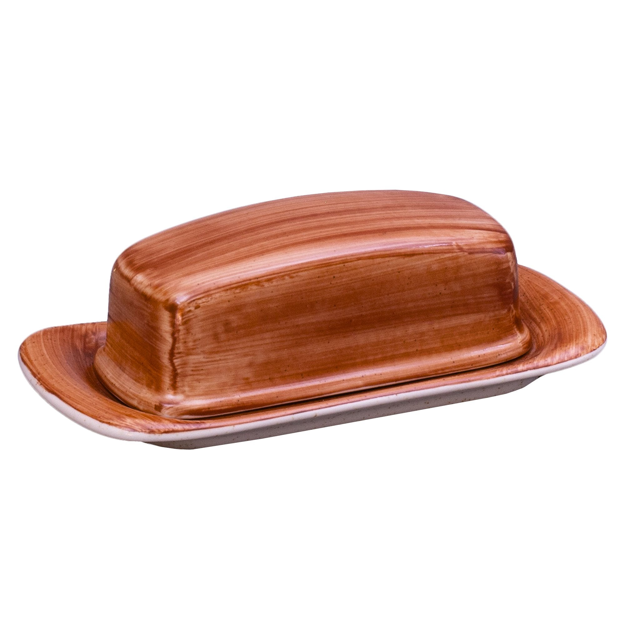 Premium Brown Butter Dish with Lid - Elegant Brownstone Ceramic Butter Keeper for Freshness | Perfect for Kitchen Counter, Dining Table, and Gift Giving