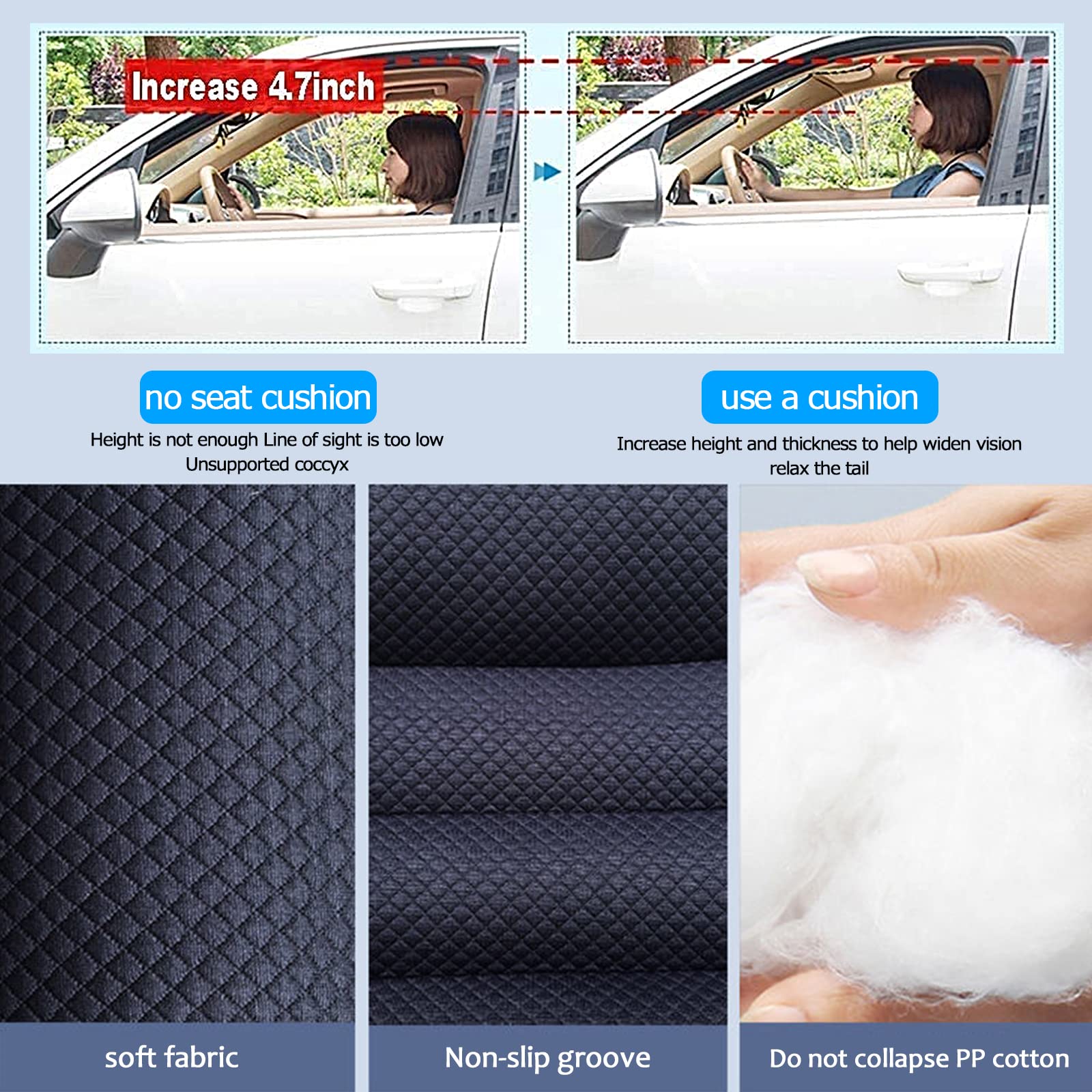 **Car Booster Seat for Adults - Adjustable Height Cushion with Breathable Mesh, Portable Seat Pad for Height Lift - Ideal for Car, Office & Home Use**