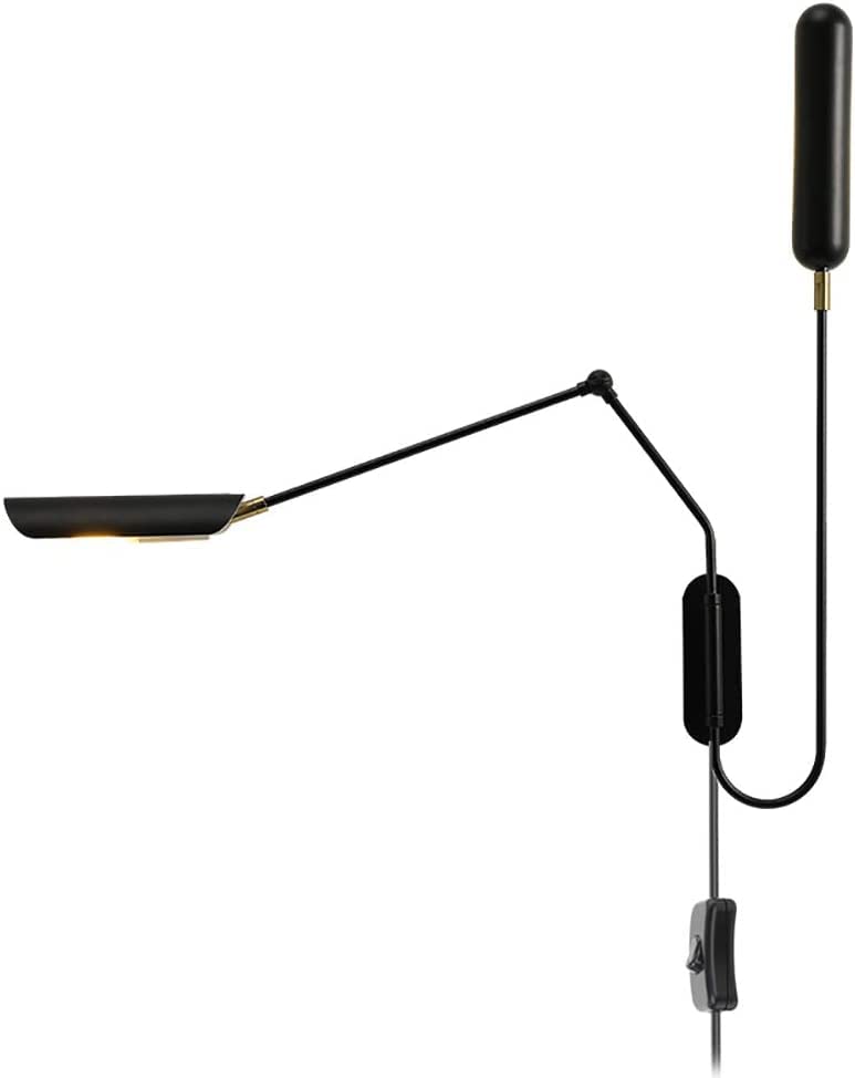 Vintage Industrial Wall Light - 2 Adjustable Swivel Arm Lamps with 1.8M Cable & Plug, Black Metal Wall Sconce with Switch | Perfect for Living Room, Bedroom, Bedside & Home Office Lighting