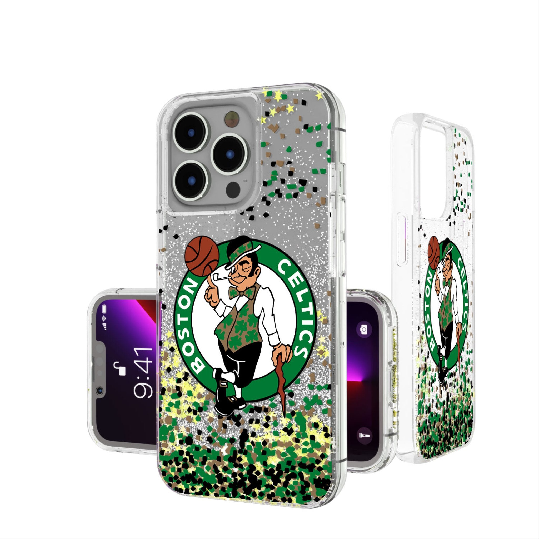 Boston Celtics Glitter Confetti Phone Case for iPhone & Samsung - Show Team Spirit with Sparkle for Games & Parties