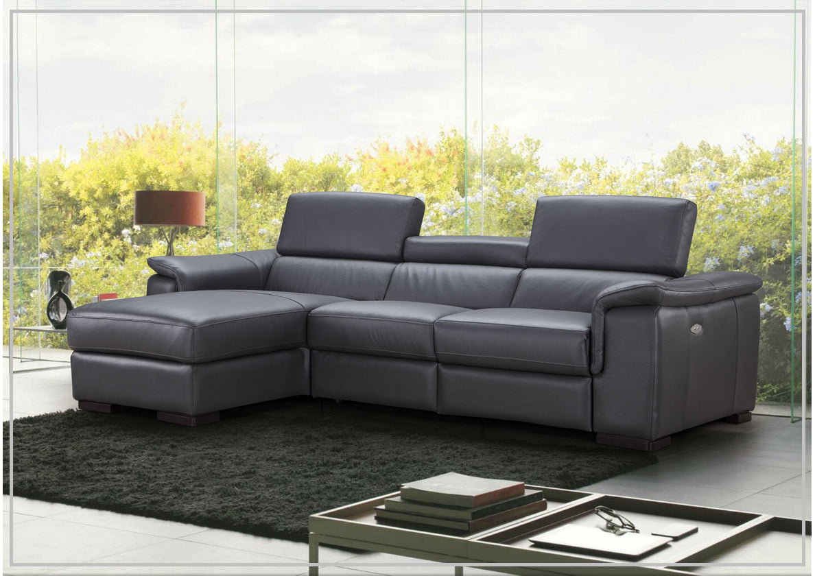 Gio Italia Allegra L-Shaped Leather Recliner Sectional Sofa - Modern Genuine Leather Reclining Couch for Living Room, Home Theater & Family Gatherings