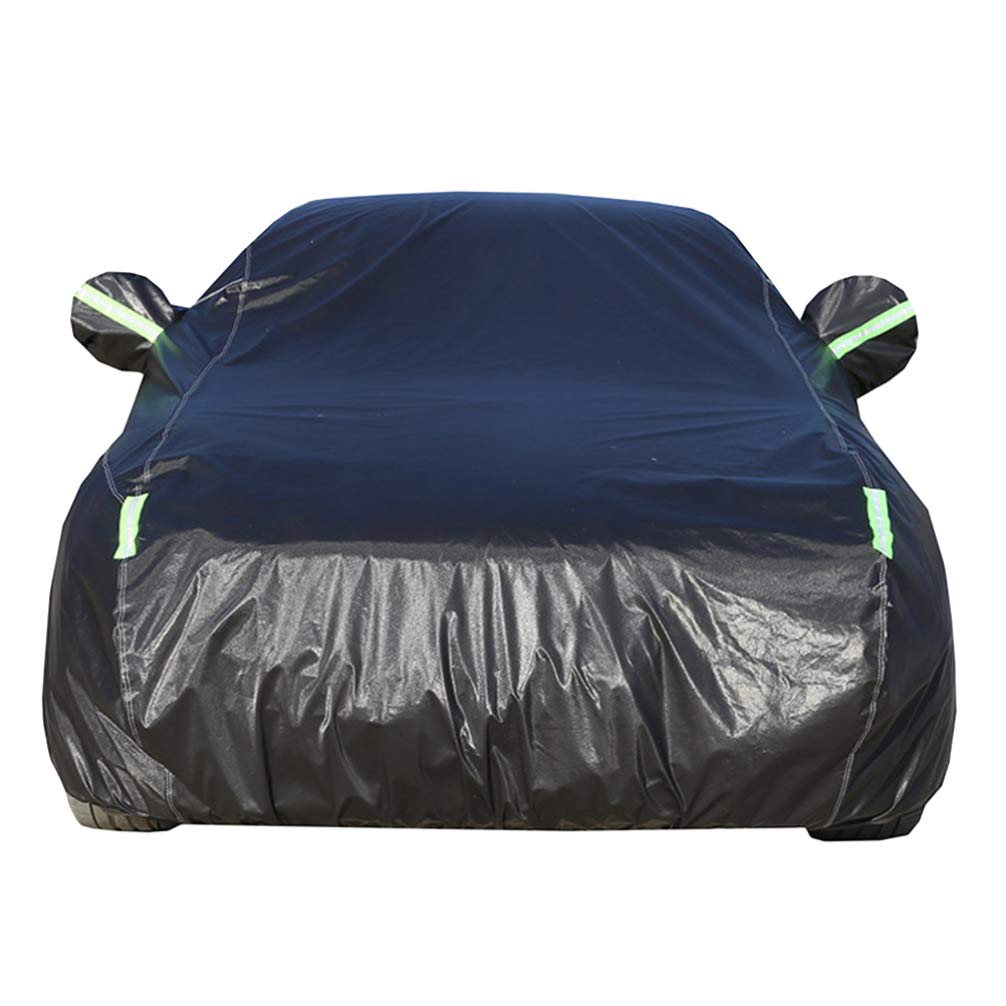 FAVOMOTO Dust Proof Elastic Car Cover - Professional Full Car Shell Protector for Auto Show & Outdoor Parking (Black) | Waterproof & UV Resistant for All Weather Protection