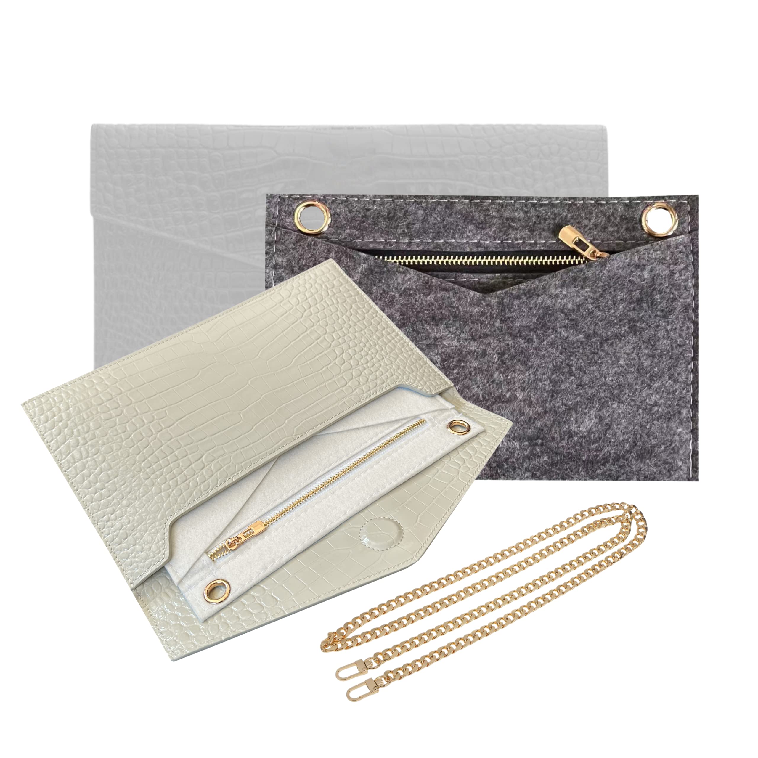 Uptown Clutch Conversion Kit with Gold Chain Strap - Black Wristlet Wallet on Chain (WOC) Pouch Insert for Women | Perfect for Evening Parties, Weddings & Date Nights