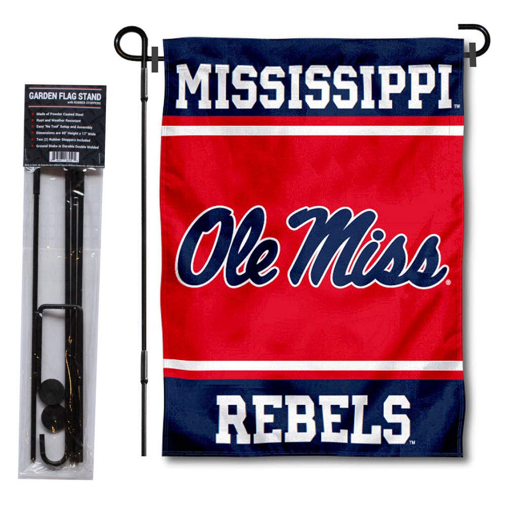 Ole Miss Garden Flag with Stand Holder - College Flags & Banners Co. - Perfect for Game Day, Tailgating, and Home Decor