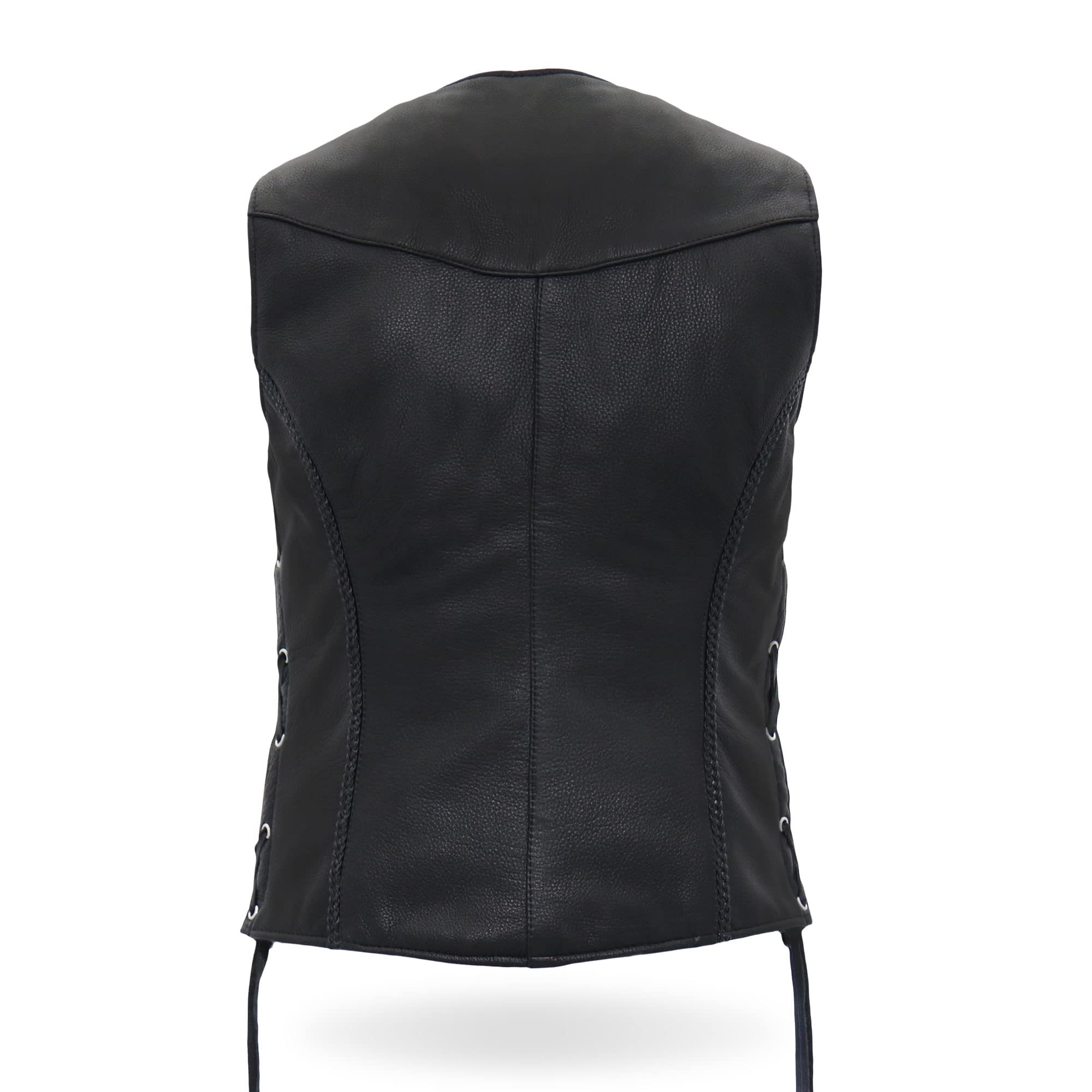 Milwaukee Leather MLVSL5001 Women's Black Braided Motorcycle Vest - Genuine USA Made Leather Jacket for Bikers & Riders - Perfect for Motorcycle Clubs, Road Trips & Casual Outfits