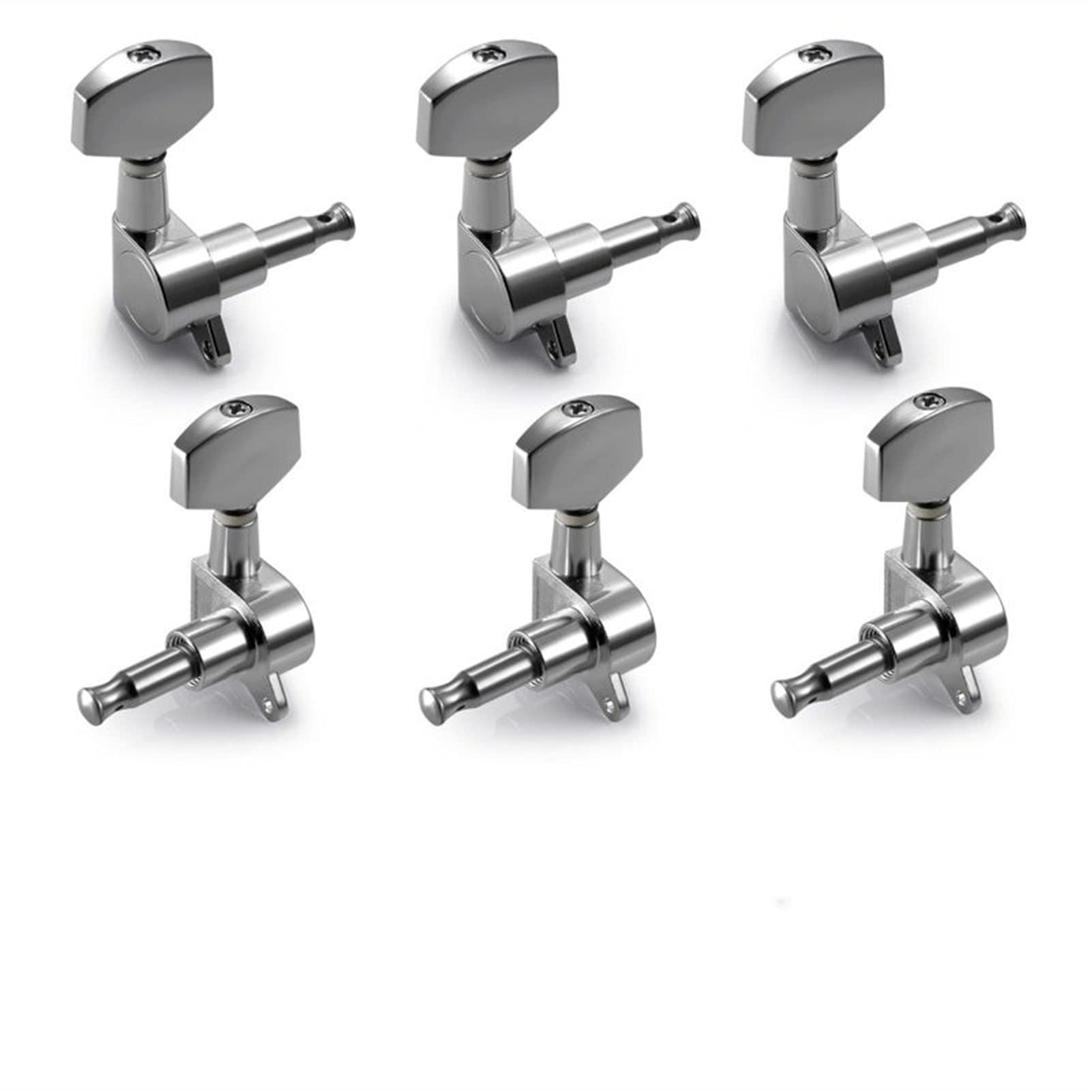 Premium 6-Piece Silver Acoustic Guitar Machine Heads - Left & Right Handed Tuning Pegs for Precise String Tuning | Perfect for Guitar Maintenance, Upgrades & Professional Performances