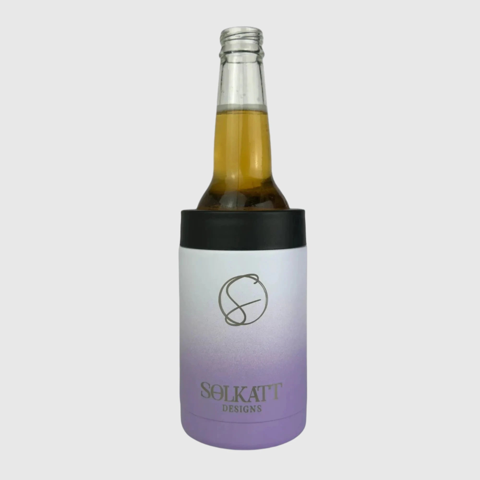 Lavender Lilac Stubby Cooler - Ombre Style Insulated Stainless Steel Beer Can Holder for Outdoor Picnics, BBQs & Beach Parties