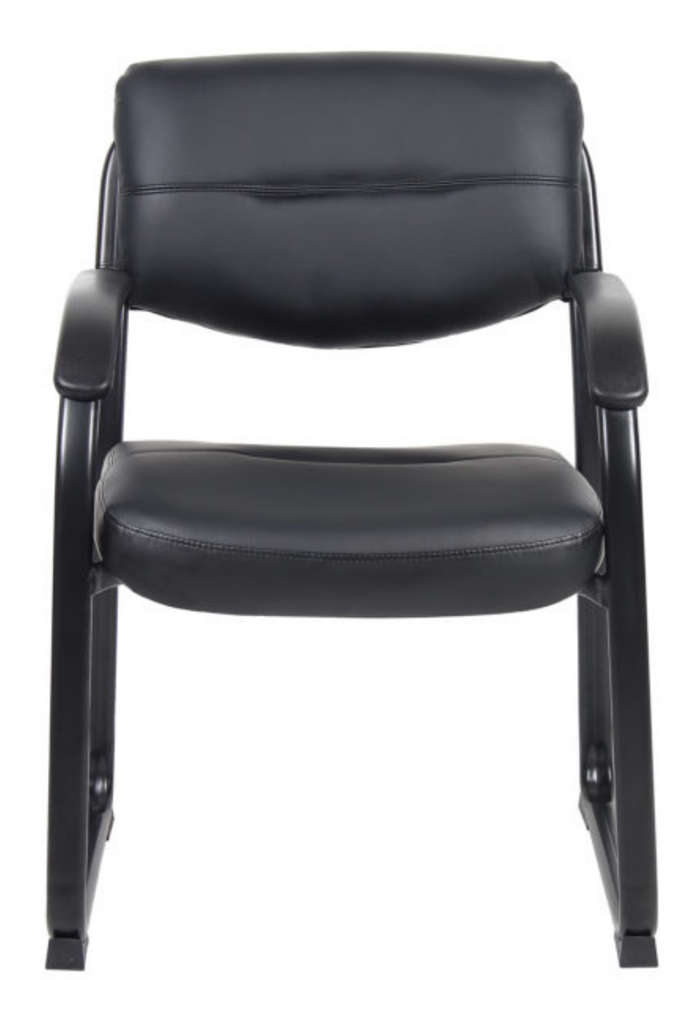Boss Leather Sled Base Armchair - Modern Guest Chair for Living Room, Office & Dining Room - Premium Leather Upholstery with Sturdy Sled Base - Perfect for Home, Office & Hospitality Settings