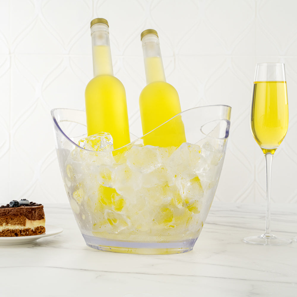 Bar Lux 3.7 Quart Clear Plastic Champagne Wine Bucket - 10.5 x 8 x 7.75 Inches - Set of 10 - Perfect for Parties, Weddings & Restaurants