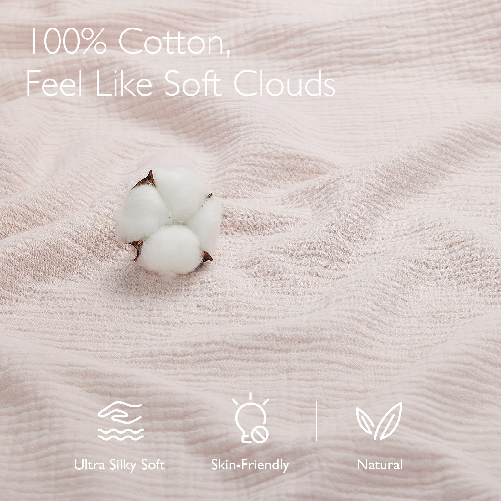 Momcozy Muslin Quilt Blanket - Soft, Breathable 100% Natural Cotton Baby Blanket for Crib, Bassinet & Toddler Bed (47''x47'') - Gender Neutral Nursery Blanket, 4-Layer Swaddle & Receiving Blanket in Blush - Perfect for Swaddling, Nursing & Playtime