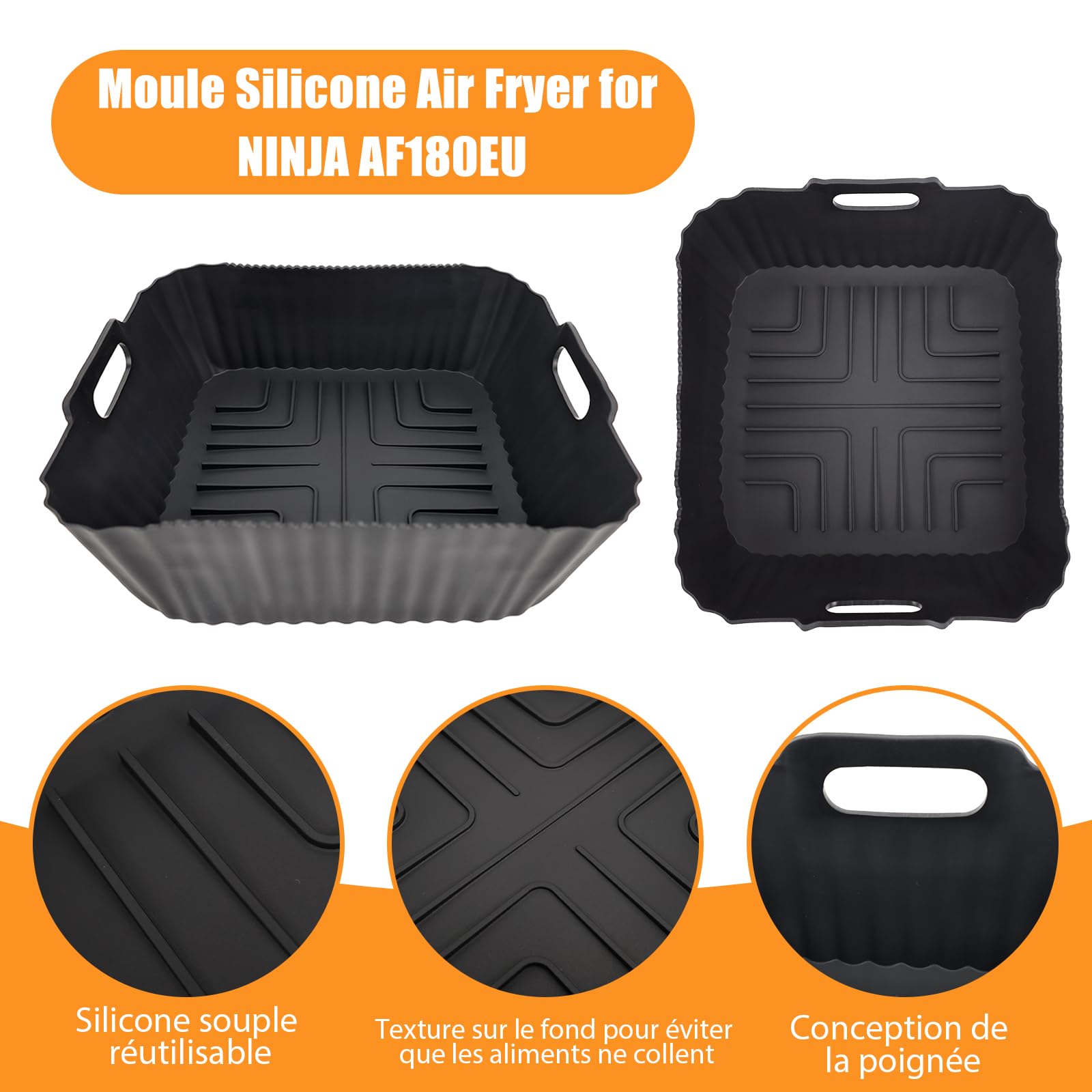 GADITIEK Reusable Silicone Mold for NINJA Air Fryer Max Pro 6.2L AF180EU & Philips HD9270 - Non-Stick Baking Tray for Airfryer Accessories (Fits 6.2L AF180 & 4.7L AF140EU) - Perfect for Baking, Roasting & Meal Prep