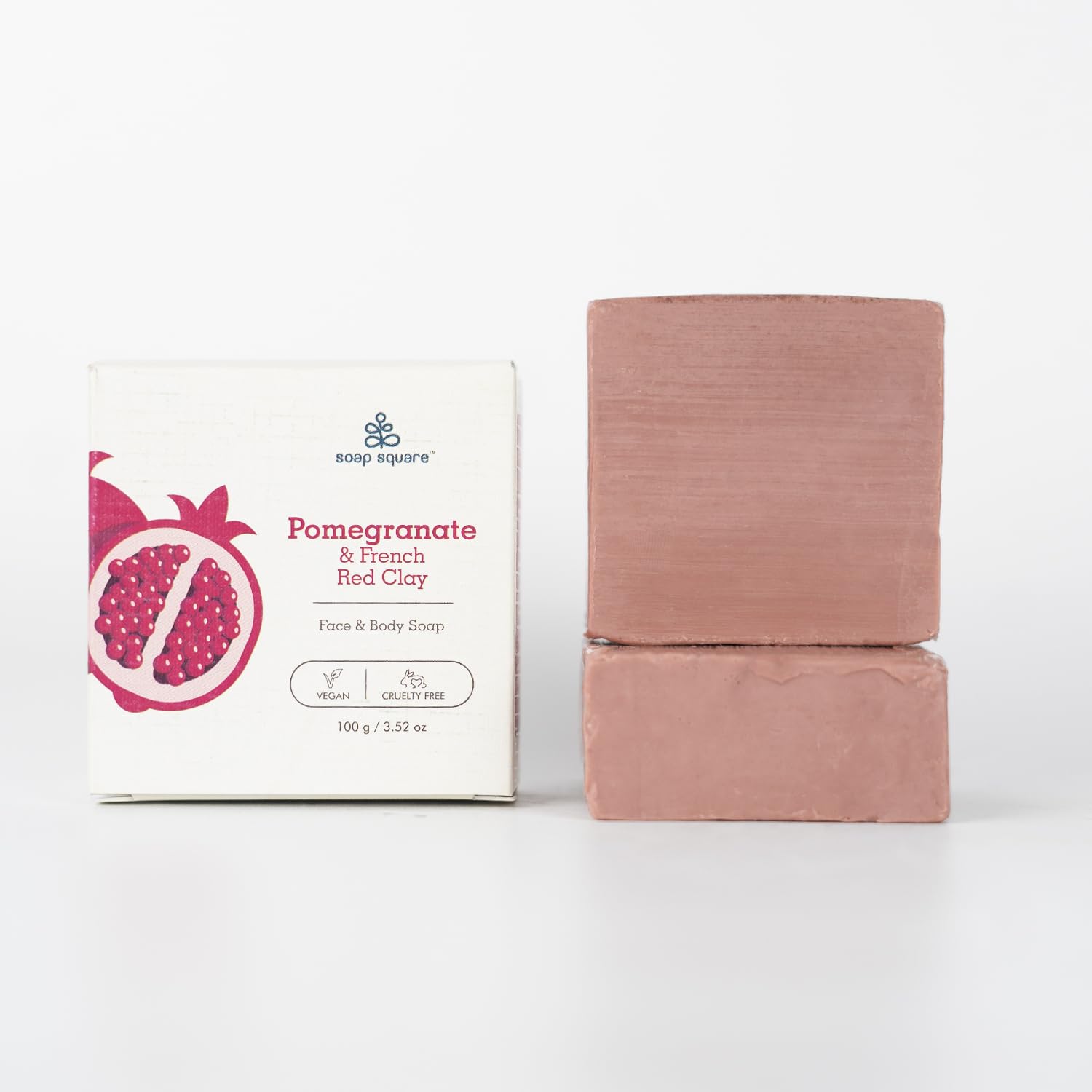 Pomegranate & French Red Clay Soap Bar - SLS Free, Paraben Free, Cruelty-Free, Vegan Handmade Soap for Sensitive Skin - Natural Bath & Body Care Gift (100g) - Perfect for Daily Cleansing, Spa Days & Eco-Friendly Gifting
