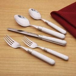 20-Piece Stainless Steel Flatware Set - Elegant White Silverware for Dining, Kitchen & Wedding - Durable Metal Cutlery for Everyday Use & Special Occasions