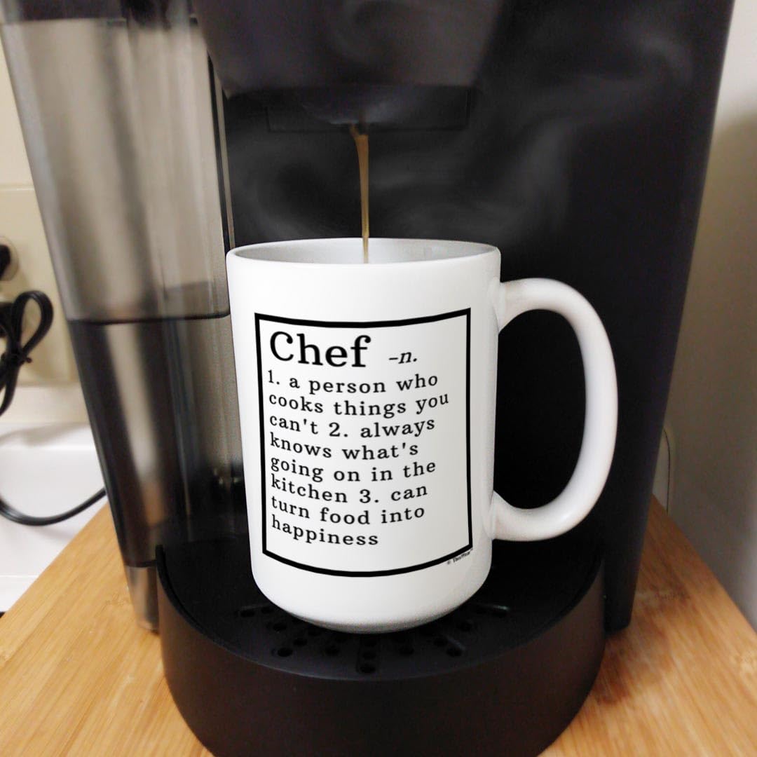 15 oz White Coffee Mug Tea Cup - Chef Dictionary Definition Gift for Women & Men - Perfect for Kitchen, Office, or Holiday Gifts