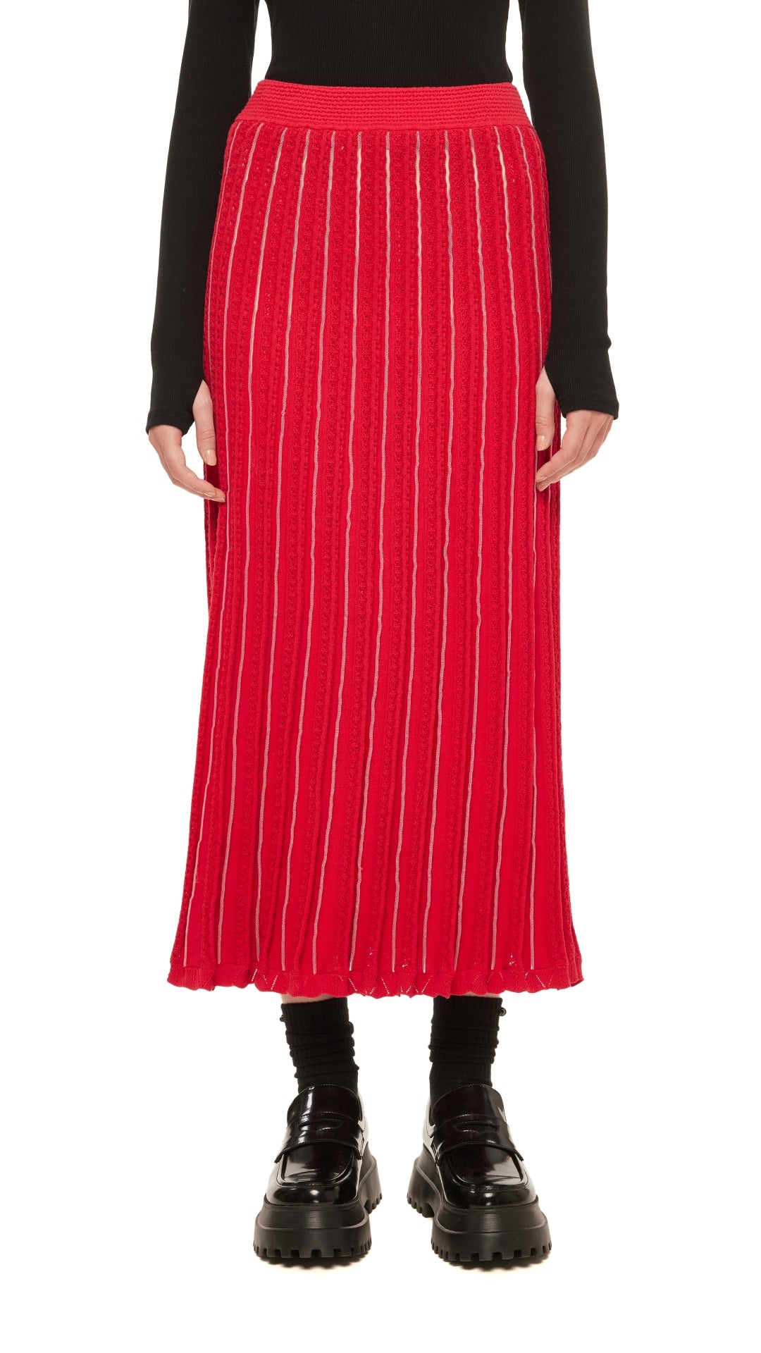 Stylish Women's Knit Skirt - Soft Stretchy High Waist Midi Skirt for Casual Wear & Office Outfits | Perfect for Fall/Winter Fashion, Date Nights & Holiday Parties