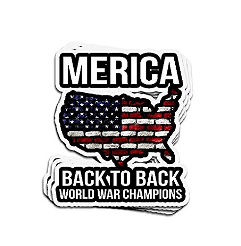 Merica Back to Back World War Champions Sticker - Patriotic Decal for Cars, Trucks, Laptops, Walls & Windows | Durable Vinyl Graphic for Auto, Home & Office Decor