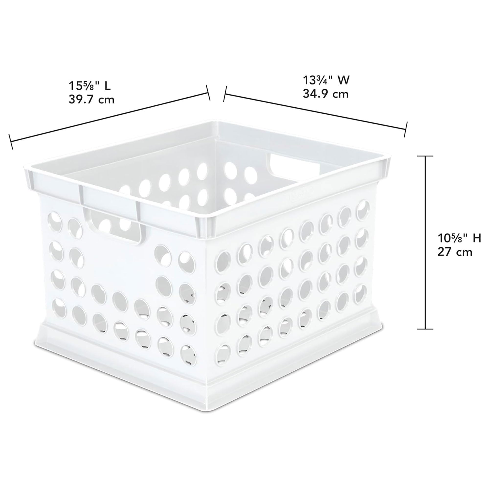 Sterilite Stackable Plastic Storage Bins with Handles - 12-Pack White Organizer Crates for Home Office Dorm Garage Utility Room | Perfect for Closet Organization, File Storage & Moving Boxes