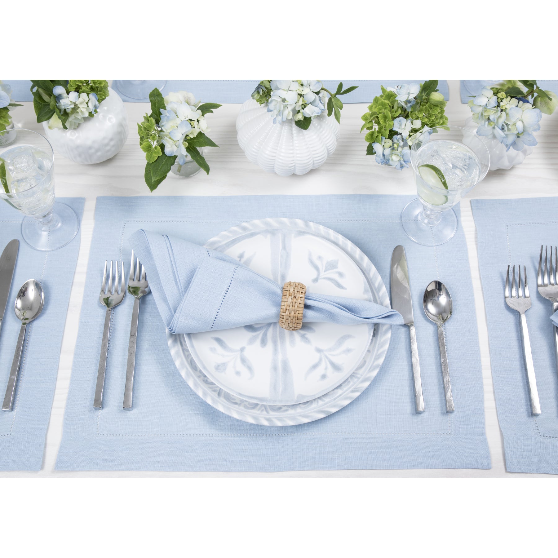 Elegant Classic Hemstitch Placemats Set of 4 - Premium Linen Table Mats for Dining Room Decor - Perfect for Thanksgiving, Christmas Dinner & Formal Entertaining