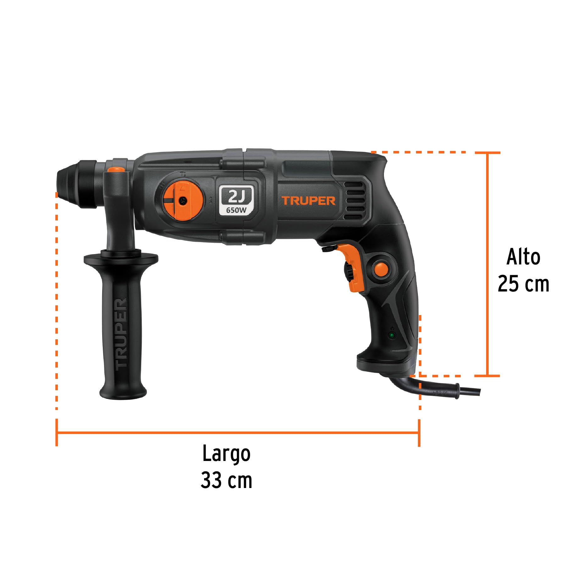 TRUPER ROEL-50N 5-Joule SDS Rotary Hammer Drill with Plastic Case - Powerful Corded Electric Drill for Concrete, Masonry & Stone - Perfect for Construction, Renovation & DIY Projects