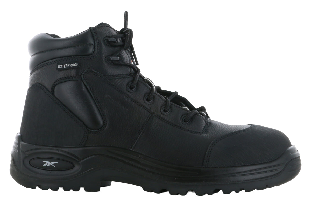 Reebok Composite Toe Waterproof Work Boots for Men - Black Safety Shoes for Construction, Hiking & Outdoor Work