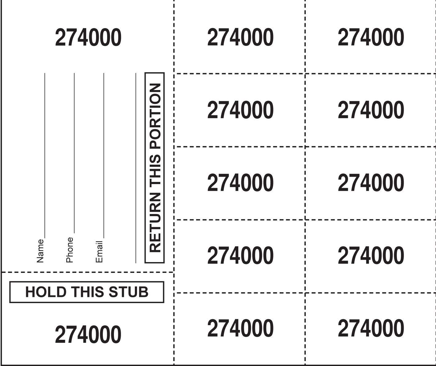 500 White Chinese Auction Tickets - Customizable with 