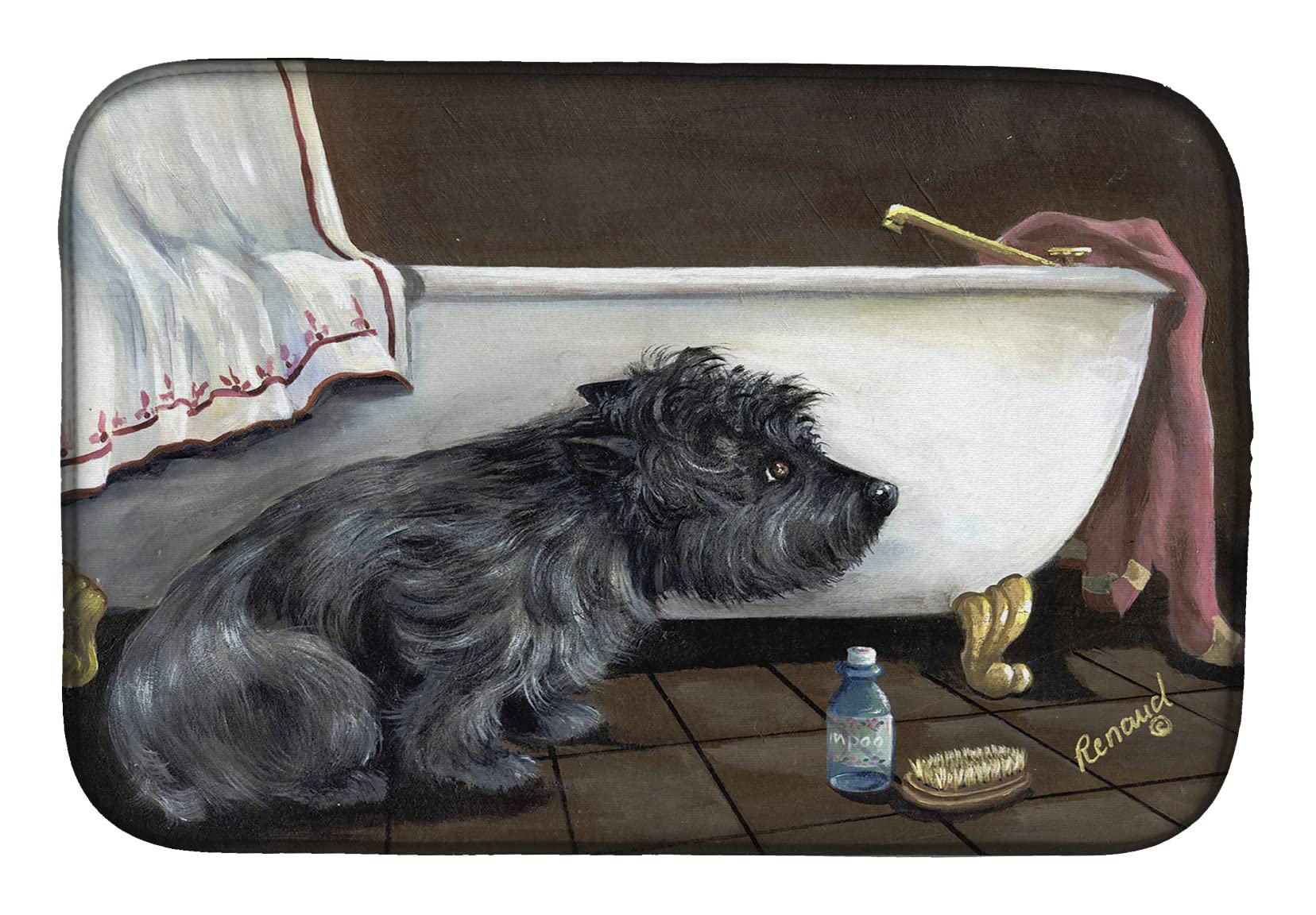 Cairn Terrier Dish Drying Mat - Absorbent Kitchen Counter Mat (14x21