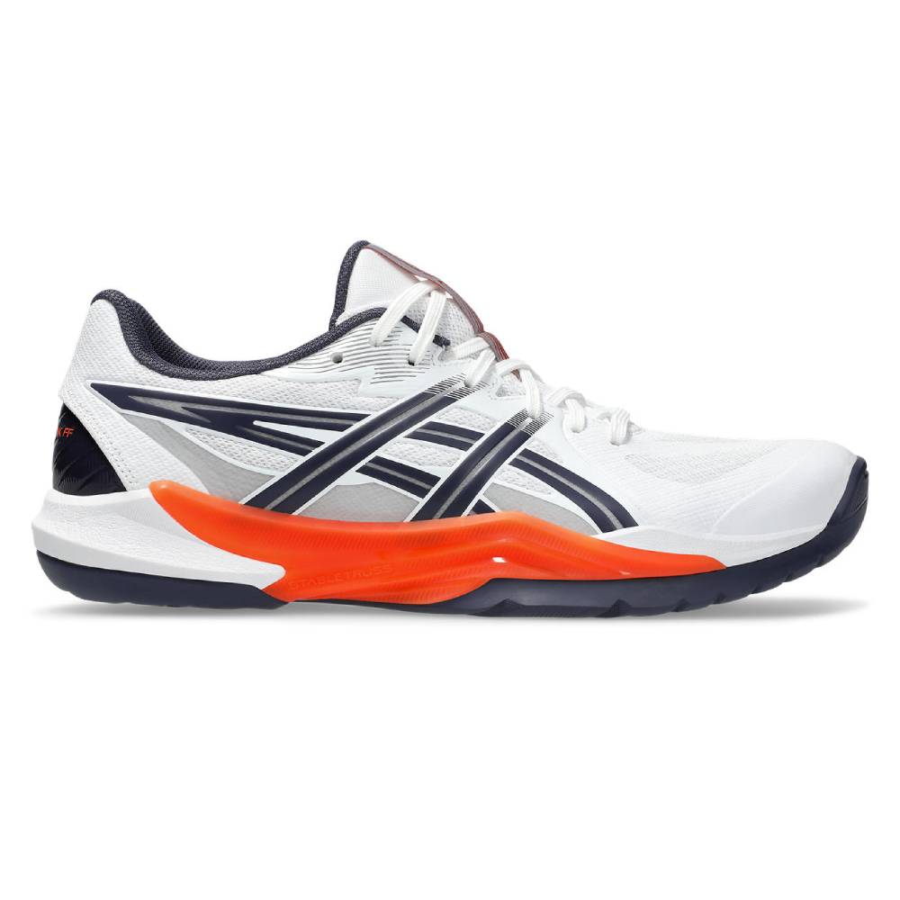 ASICS Powerbreak FF Men's Indoor Court Shoes - White/Nova Orange - Volleyball, Badminton & Squash Court Shoes for Men - Lightweight & Supportive Athletic Footwear