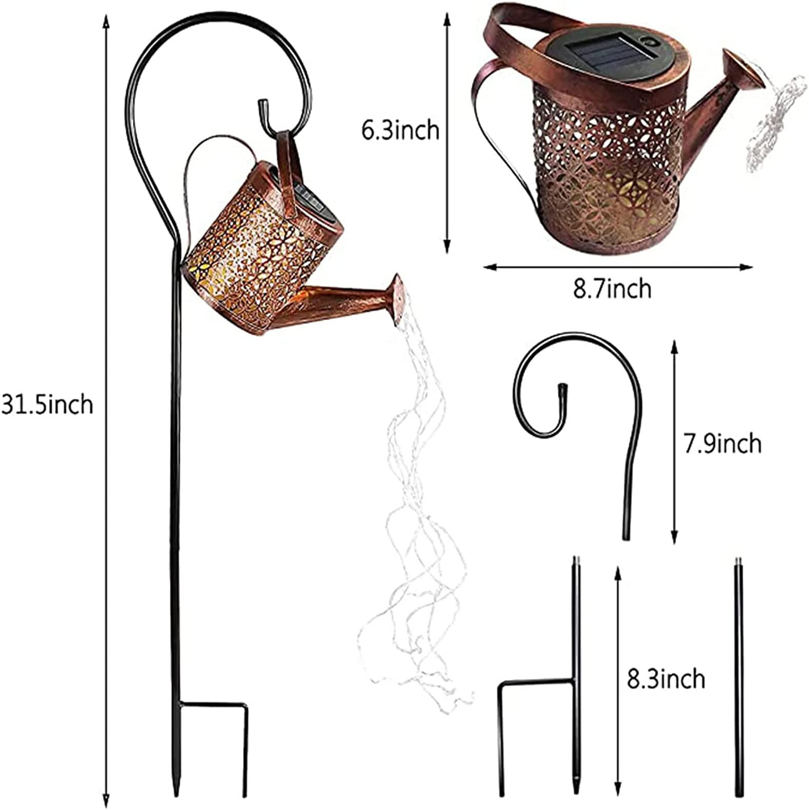 Solar Watering Can Lights - Waterproof Solar LED Lantern for Outdoor Garden, Pathway, Yard, Lawn & Patio Decor with Bracket - Perfect for Nighttime Landscape Lighting, Outdoor Shower Area & Backyard Ambiance