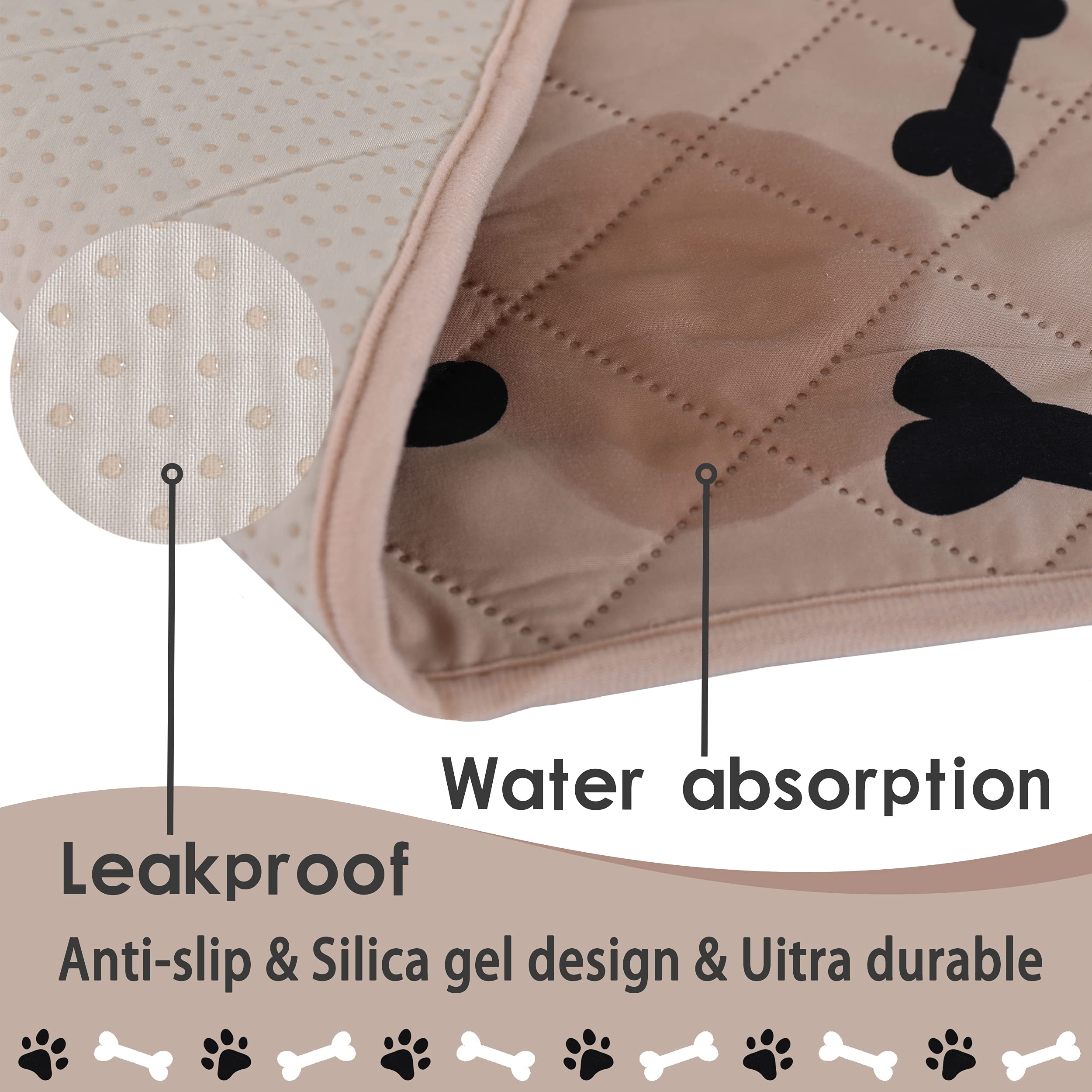 Washable Dog Crate Pee Pads - Non-Slip Absorbent Puppy Training Pads for Small Dogs, Waterproof Pet Rug Mat for Kennel & Indoor Use (4060 Beige) - Perfect for Crate Training, Housebreaking & Travel