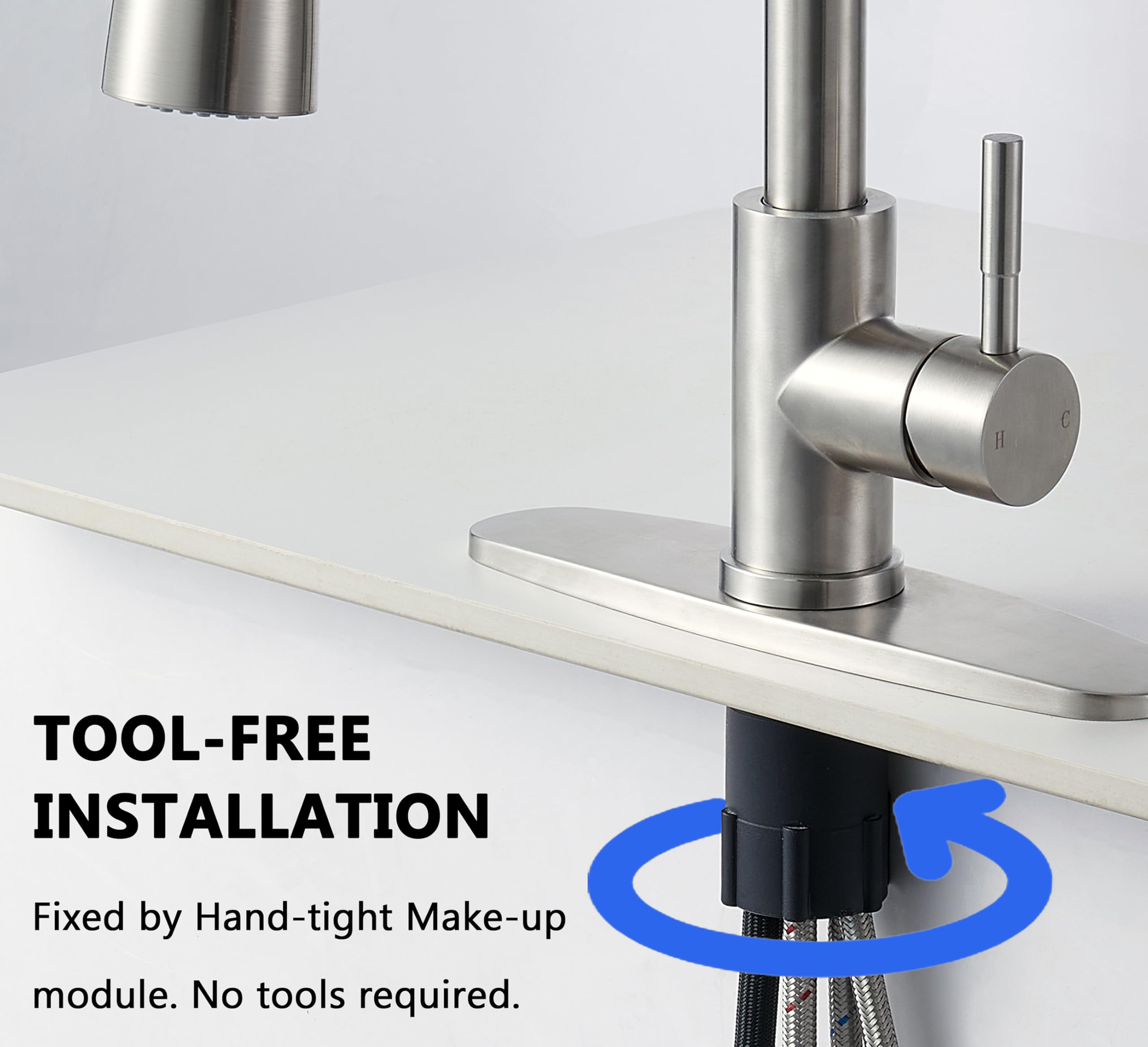 Comllen Brushed Nickel Stainless Steel Pull Down Sprayer Kitchen Faucet - High Arc Single Lever Commercial Sink Faucet for Farmhouse, RV, Bar & Laundry | Perfect for Modern Kitchens, Outdoor Bars & Mobile Homes