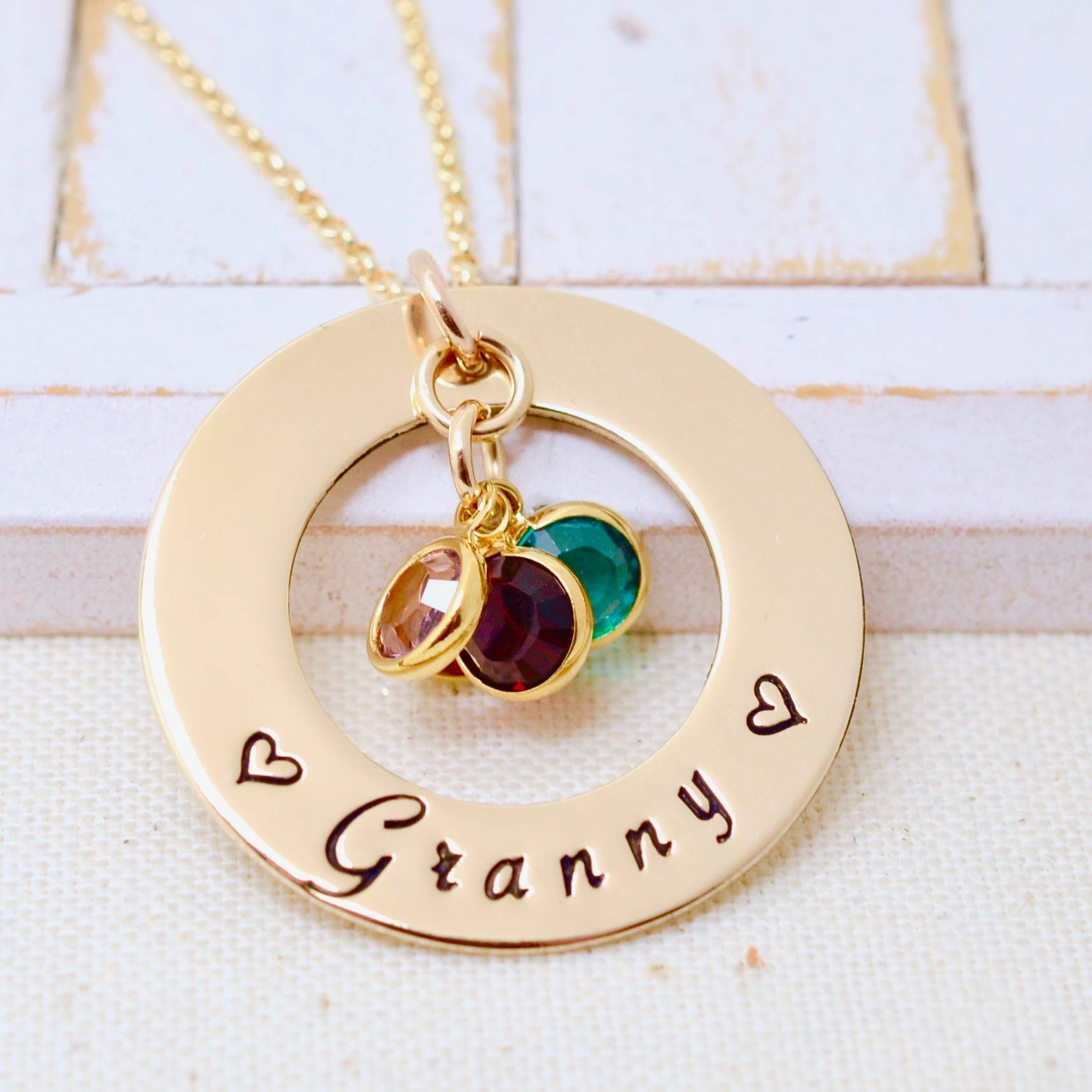 Personalized Birthstone Necklace for Grandma - 14K Gold Filled Round Pendant Jewelry Gift for Mom, Mother's Day Present from Son Daughter Grandkids | Perfect for Family Reunions, Birthday Celebrations & Special Occasions