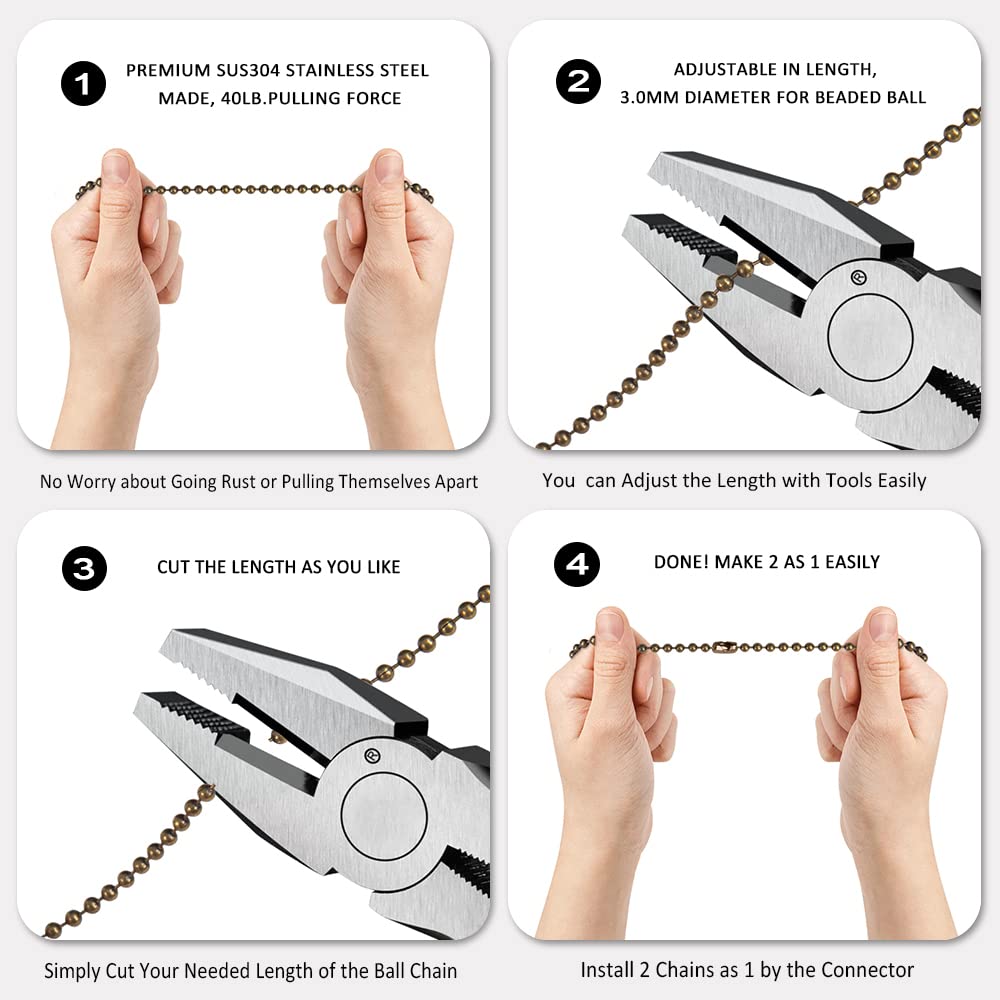 2-Pack Anchor & Wheel Pull Chain Extenders for Ceiling Fans and Lights - Bronze Ball Chain Connectors - Easy Installation for Home, Office, and Bedroom Lighting Fixtures