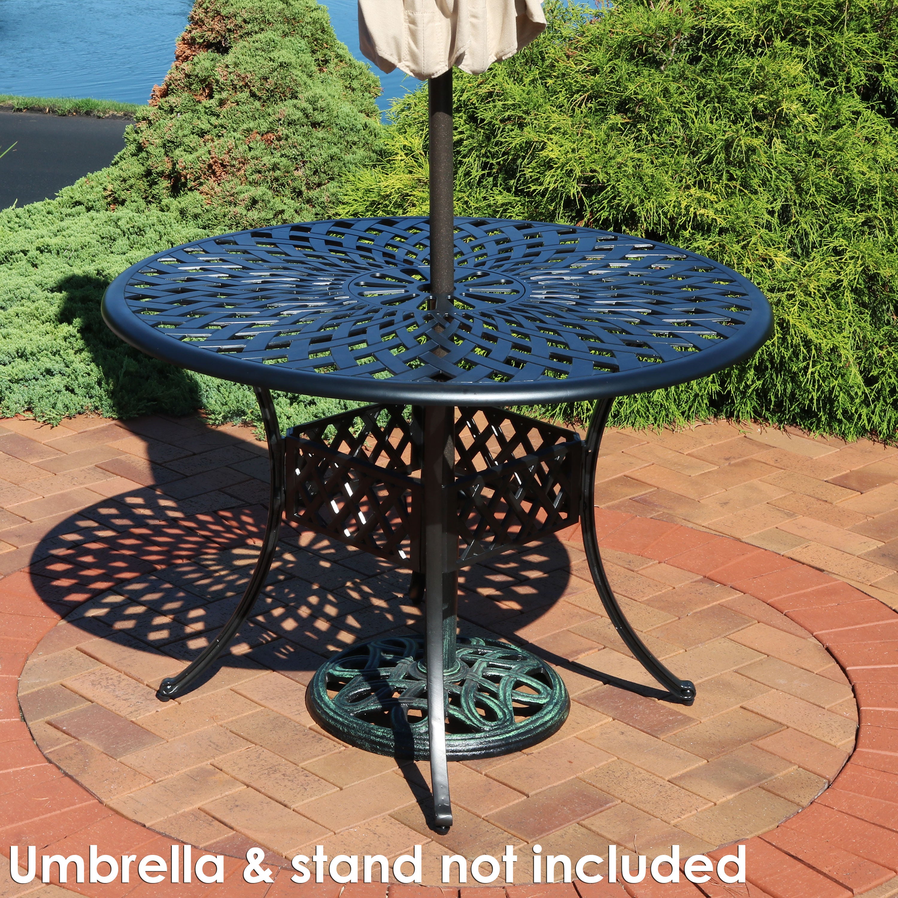 Sunnydaze Crossweave Cast Aluminum Round Patio Table 41