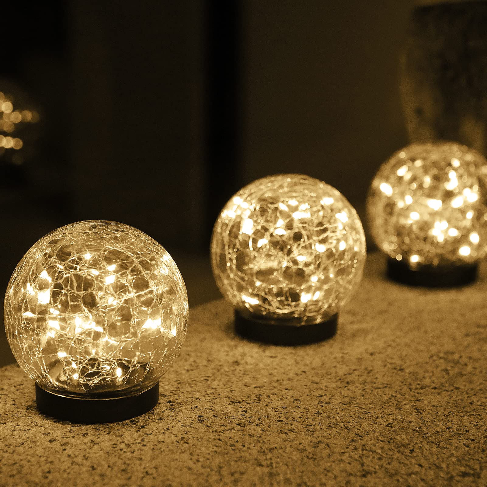 Solar Powered Crackle Glass Globe Lights - Outdoor Garden Decor, Pathway & Patio Lighting (1 Pack) - Waterproof Solar Balls for Yard, Lawn & Landscape Decoration | Perfect for Evening Ambiance, Wedding Decor & Backyard Parties