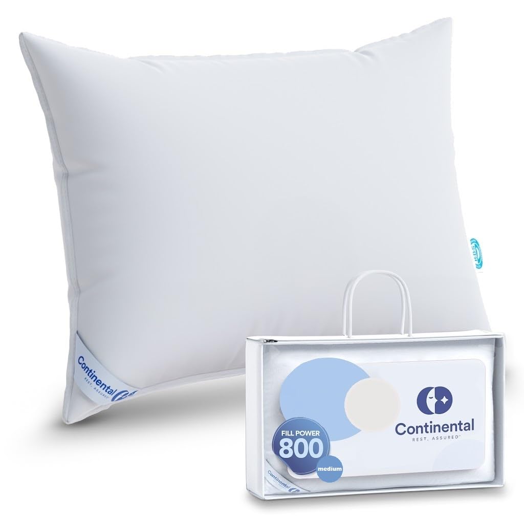 Premium 100% Siberian Goose Down Pillow - 800 Fill Power, Medium & Queen Size, White - Ultra Soft Luxury Bedding for Hotels, Guest Rooms & Home Comfort