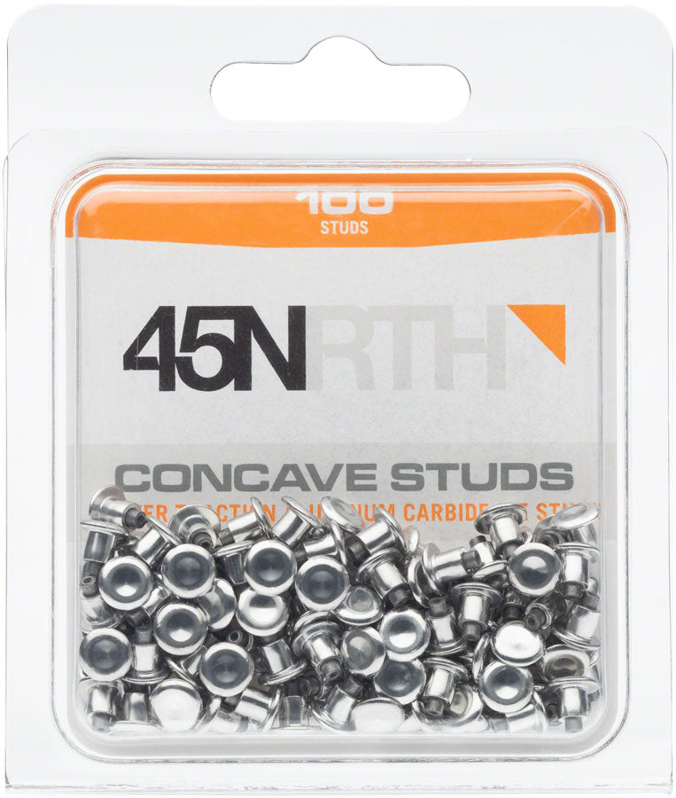 45NRTH Concave Carbide Aluminum Tire Studs - Pack of 100 for Winter Biking & Snow Traction - Durable Ice Grip for Mountain & Fat Bikes