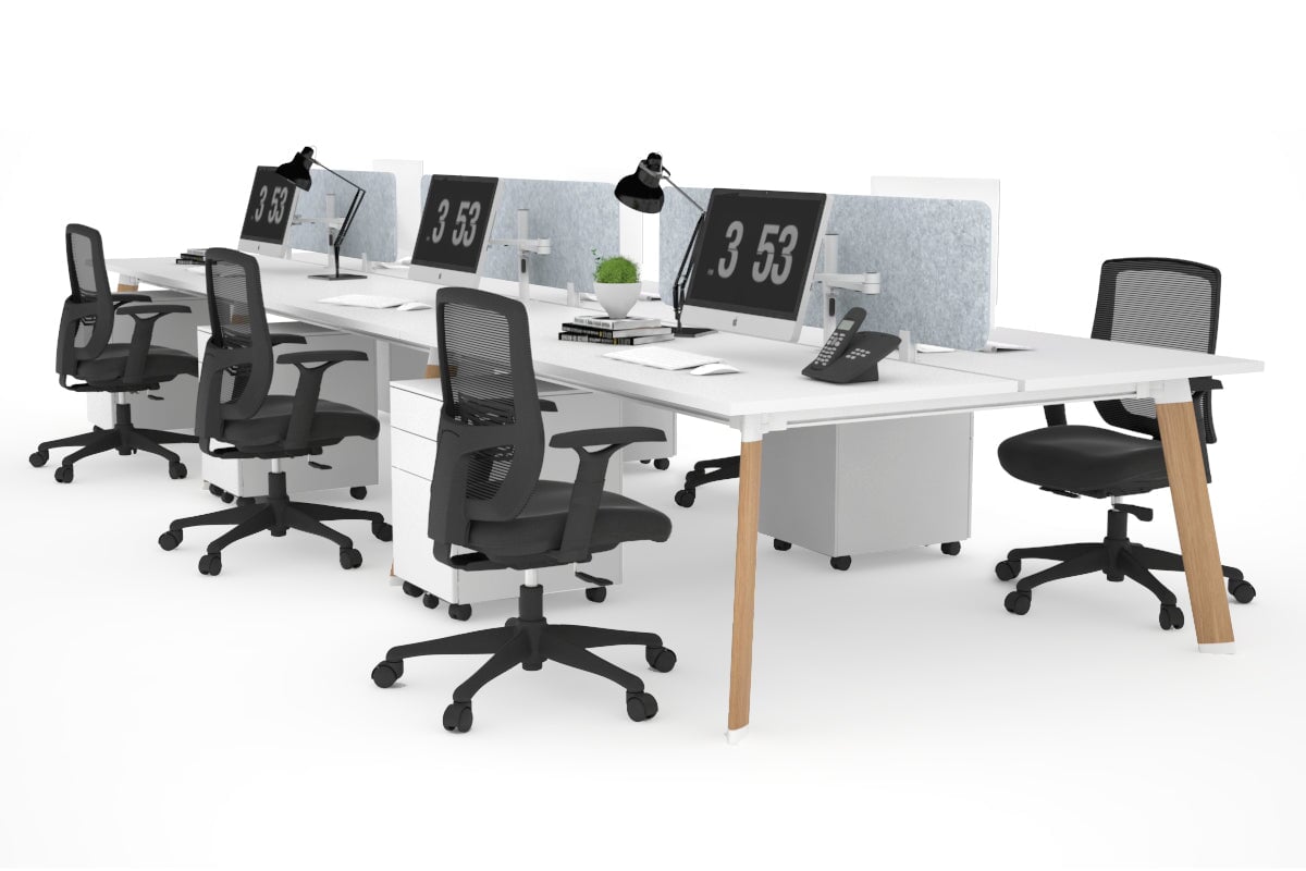 6-Person Wooden Workstation with Cable Management - 1800L x 800W Switch Office Desk for Team Collaboration | Perfect for Open Office Spaces & Coworking Environments